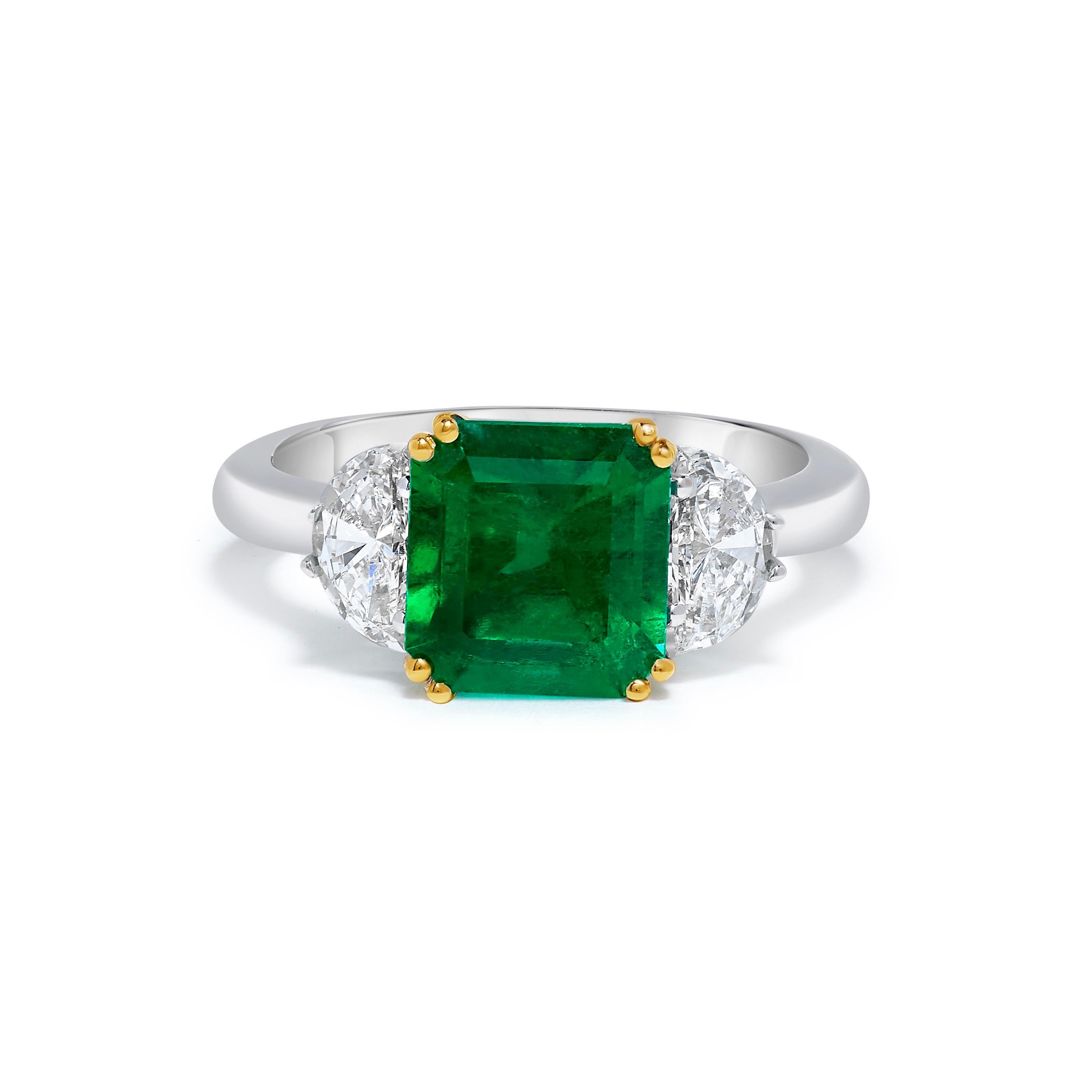 From the vault at Emilio Jewelry New York,
A Colombian Emerald of exceptional quality set in the center. For those who want the very best in color, clarity, transparency this is the one! Please inquire for details.
Center emerald:2.83 cts
Diamonds