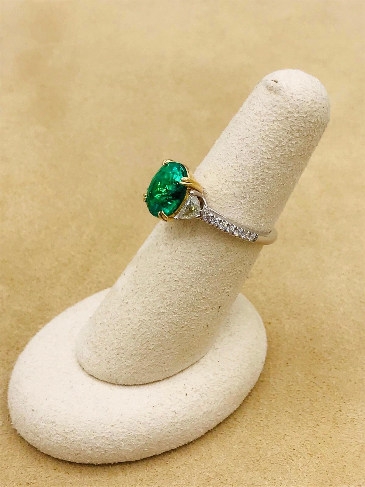 Emilio Jewelry Certified 3.82 Carat Colombian Emerald Diamond Ring 5