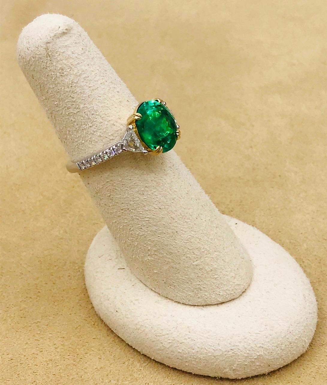 Emilio Jewelry Certified 3.82 Carat Colombian Emerald Diamond Ring 6