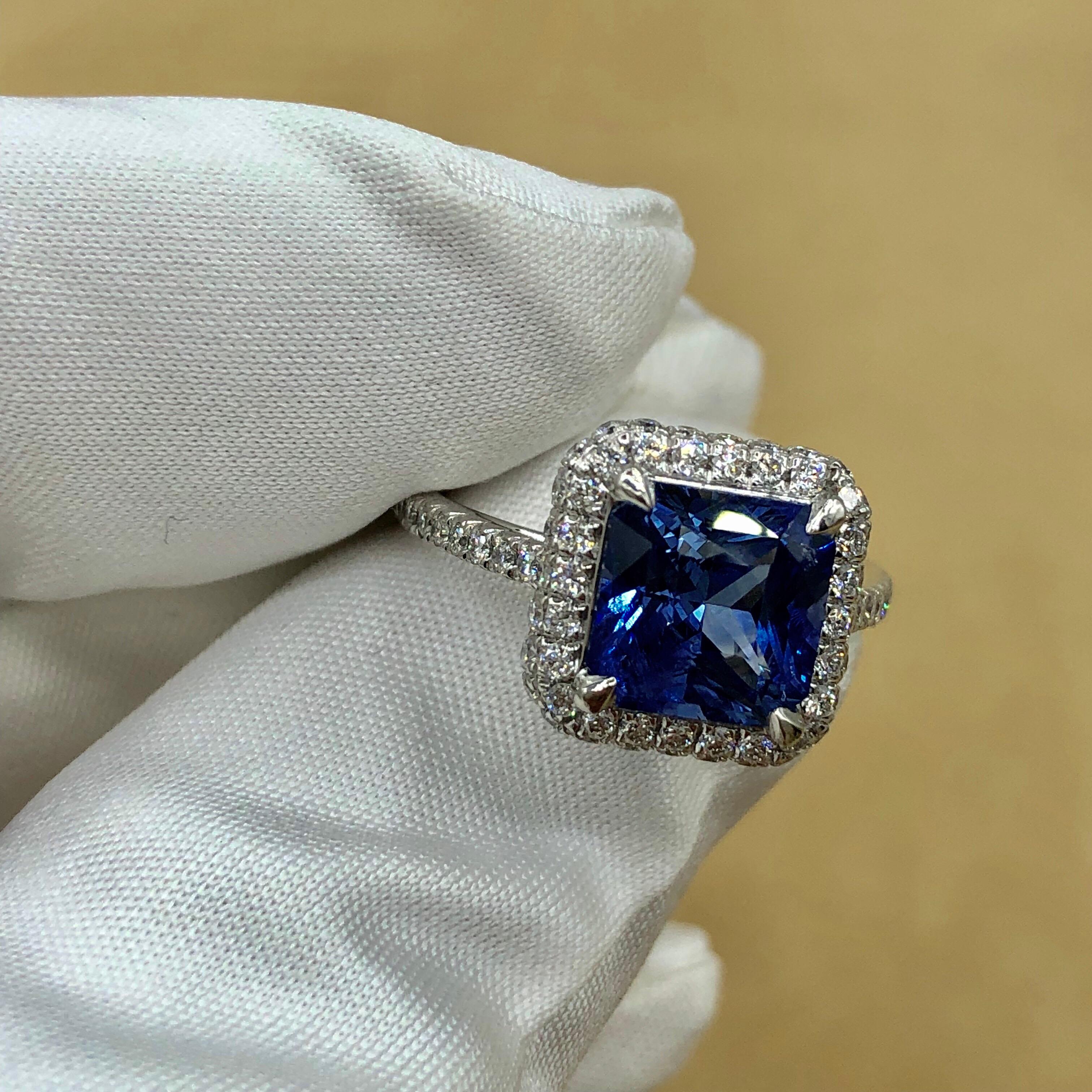 Emilio Jewelry Certified 3.98 Carat Ceylon Sapphire Diamond Ring For Sale 11