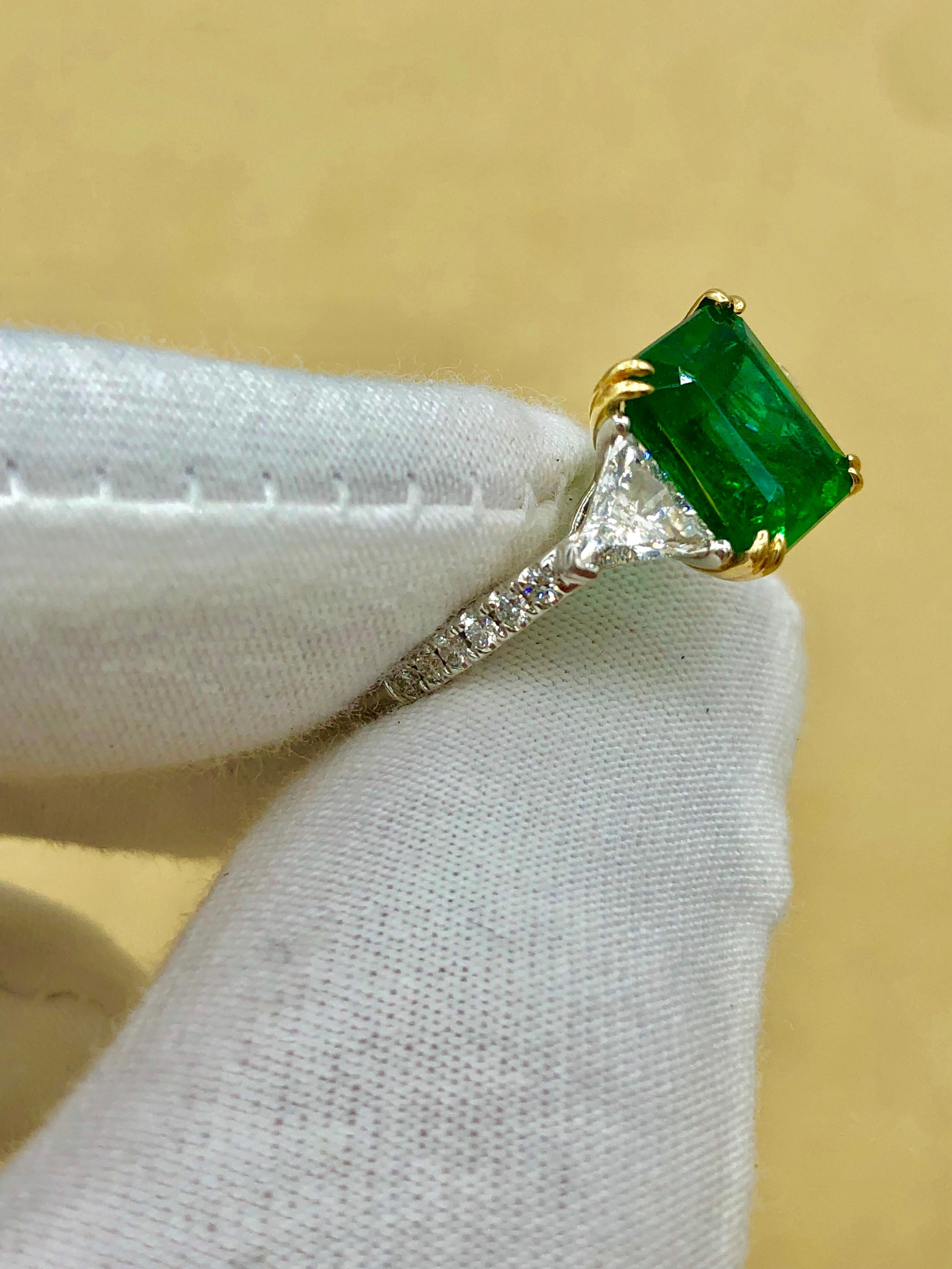 Emilio Jewelry GIA Certified 4.10 Carat Emerald Diamond Platinum Ring 4