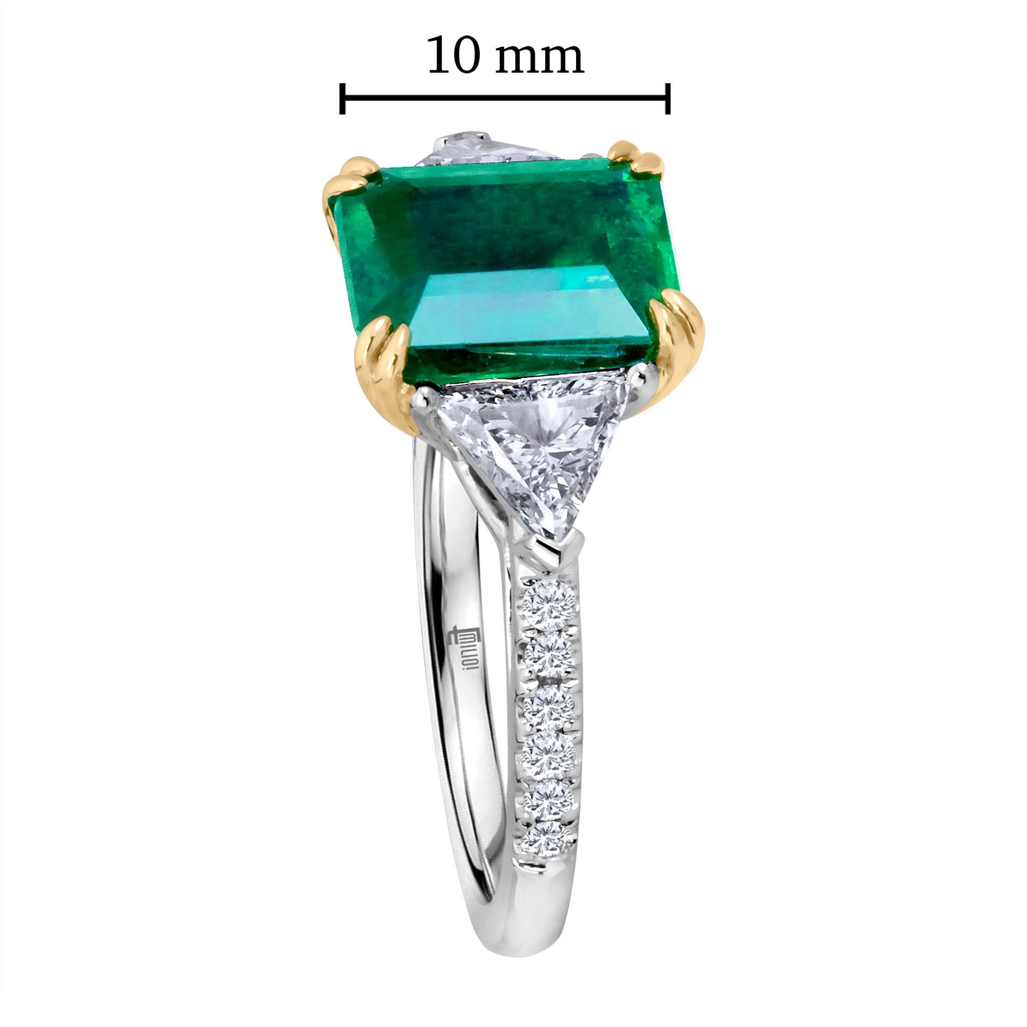 Women's Emilio Jewelry GIA Certified 4.10 Carat Emerald Diamond Platinum Ring