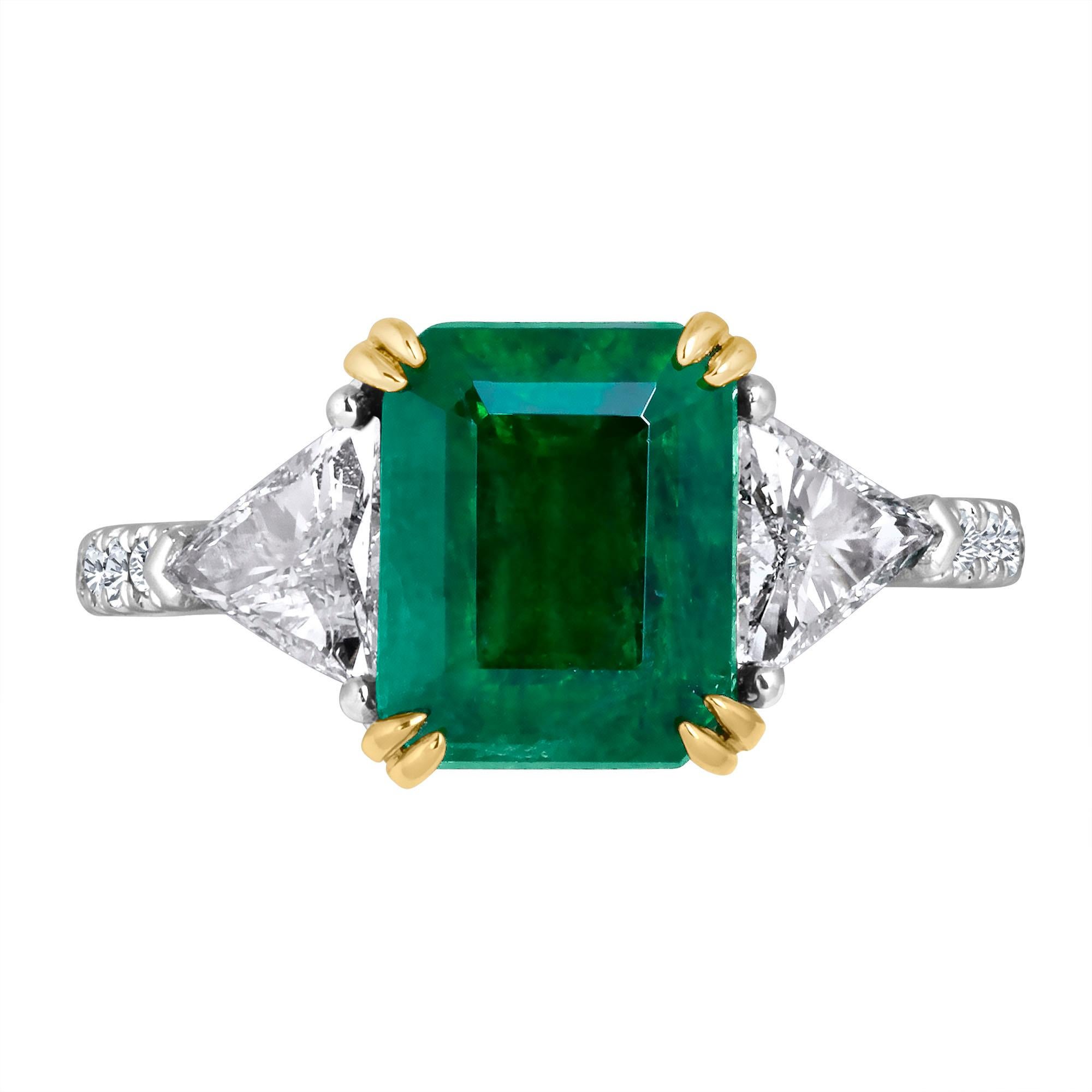 Emilio Jewelry GIA Certified 4.10 Carat Emerald Diamond Platinum Ring