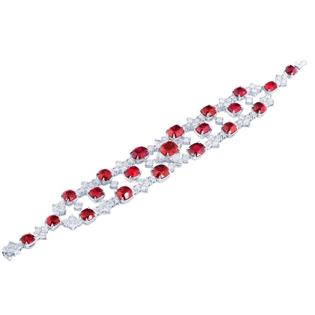 Cushion Cut Emilio Jewelry Certified 41.00 Carat Spinel Bracelet  For Sale