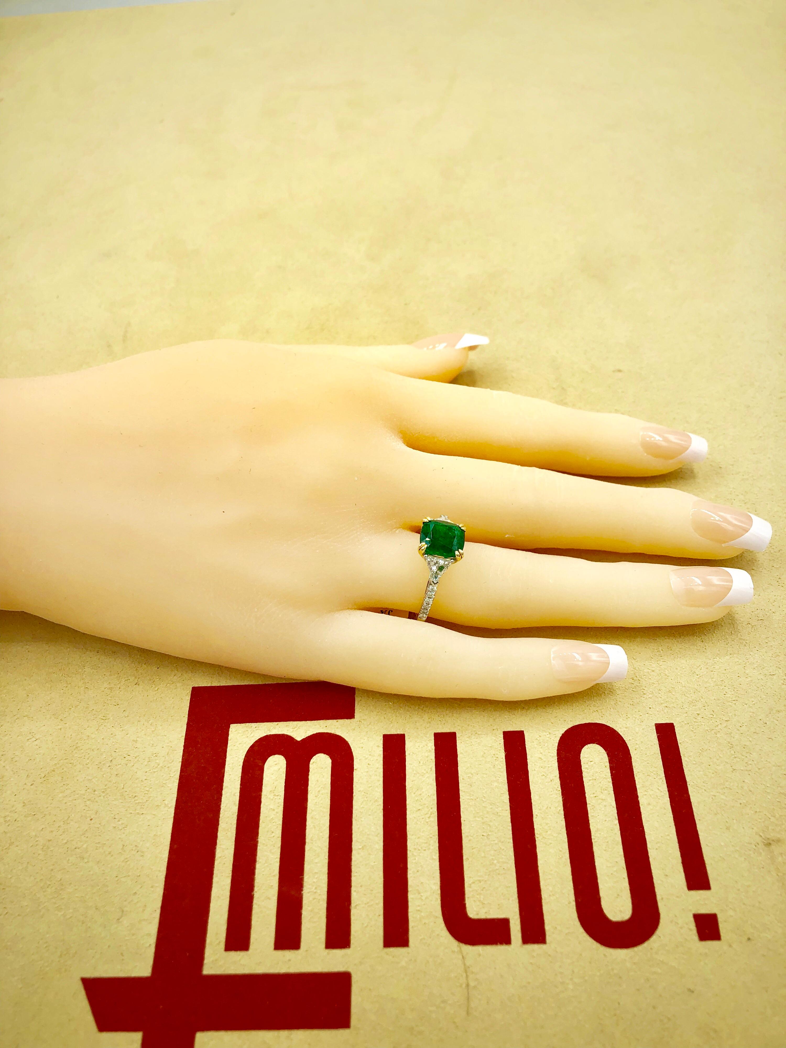 Emilio Jewelry Certified 4.24 Carat Emerald Platinum Diamond Ring 5