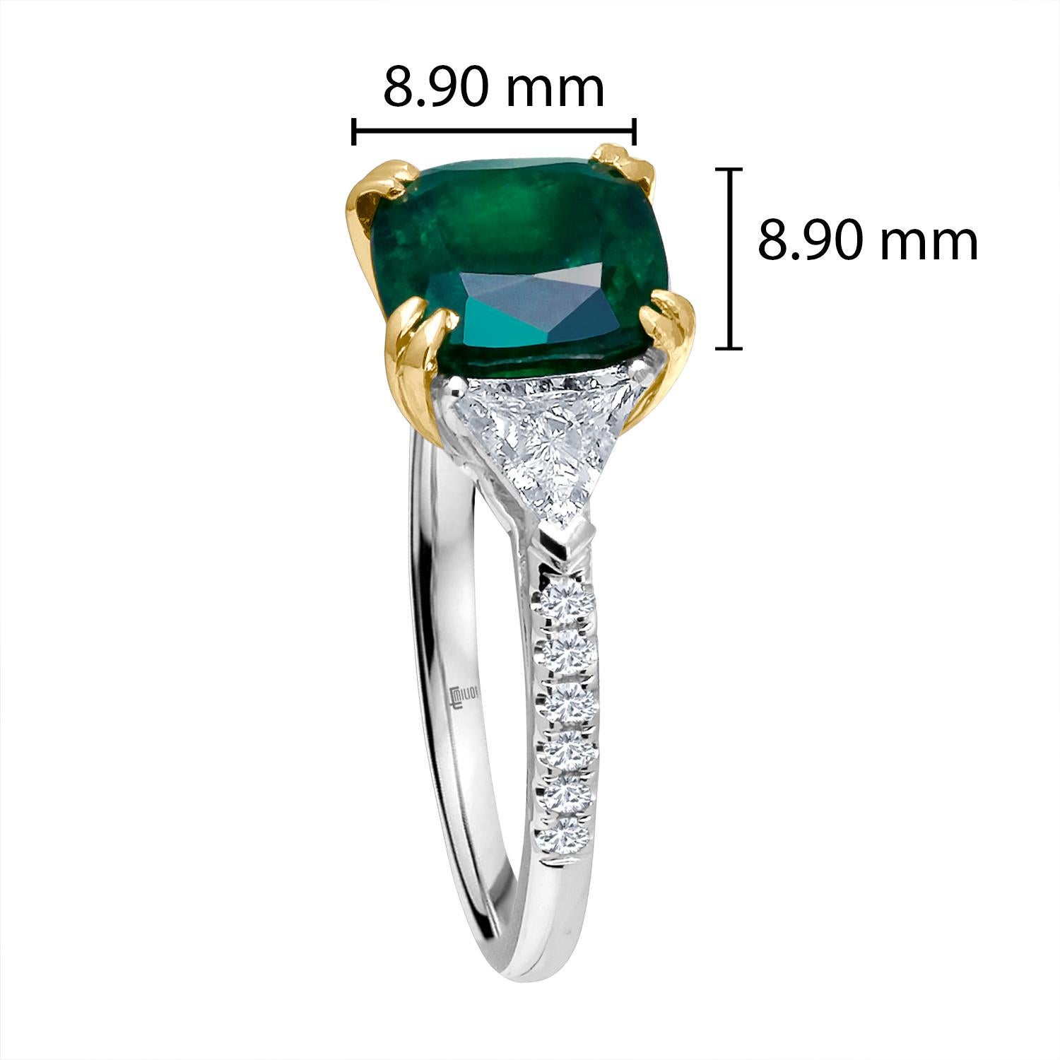 Emilio Jewelry Certified 4.45 Carat Emerald Diamond Platinum Ring 1
