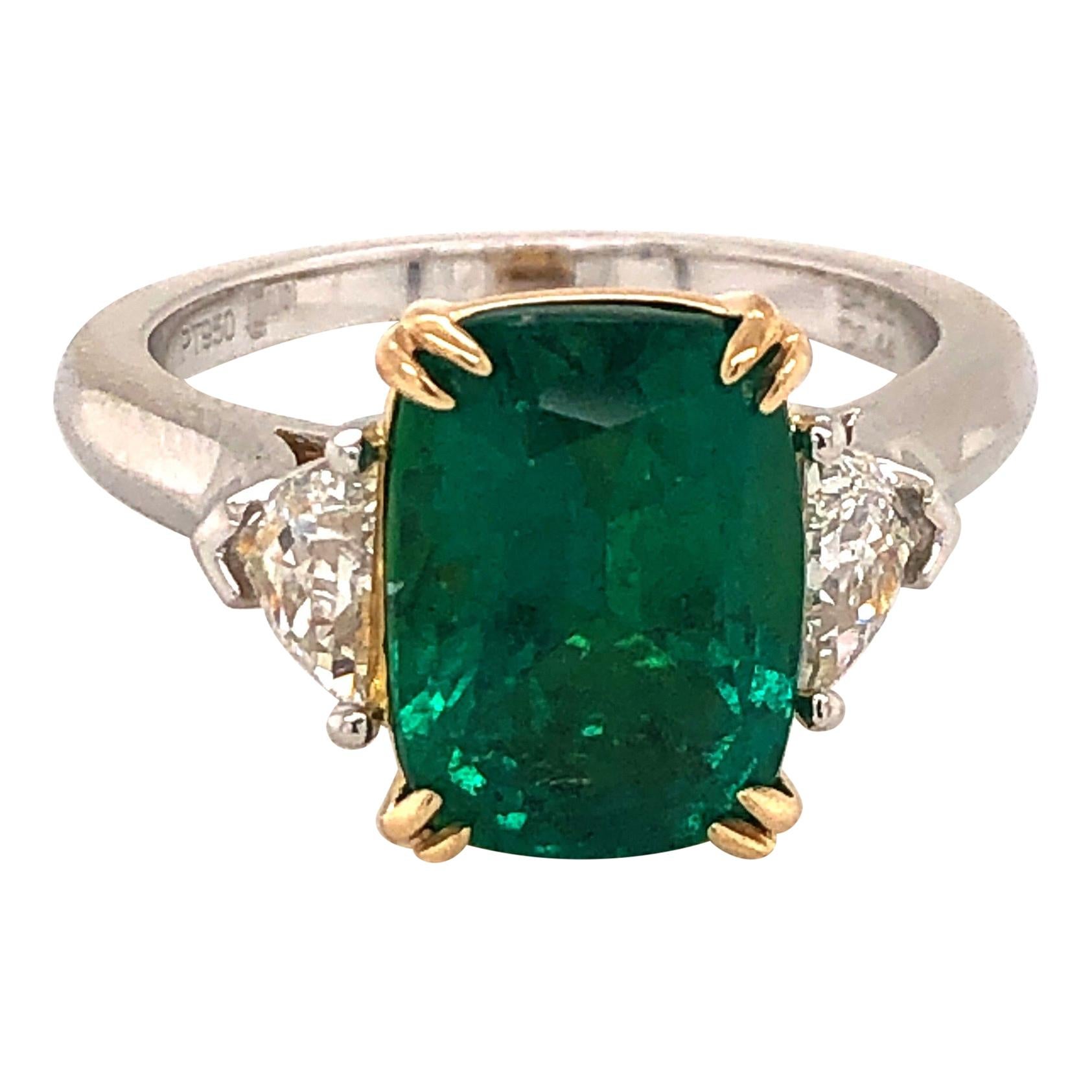 Emilio Jewelry Certified 4.50 Carat Emerald Diamond Ring