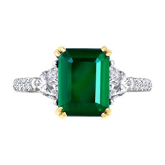 Emilio Jewelry Certified 4.64 Carat Emerald Diamond Platinum Ring