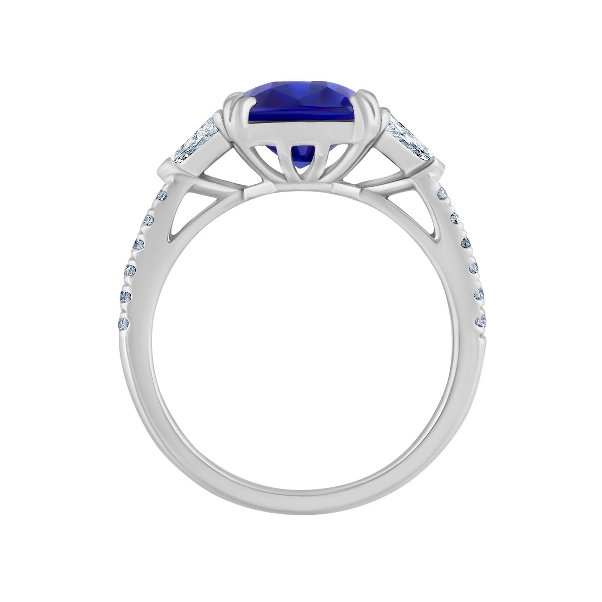 Emilio Jewelry Certified 4.84 Carat Vivid Blue Ceylon Sapphire Diamond Ring In New Condition In New York, NY