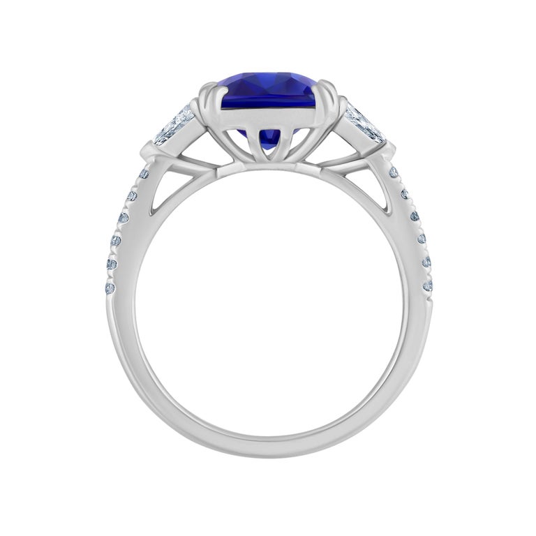 Emilio Jewelry Certified 4.84 Carat Vivid Blue Ceylon Sapphire Diamond ...