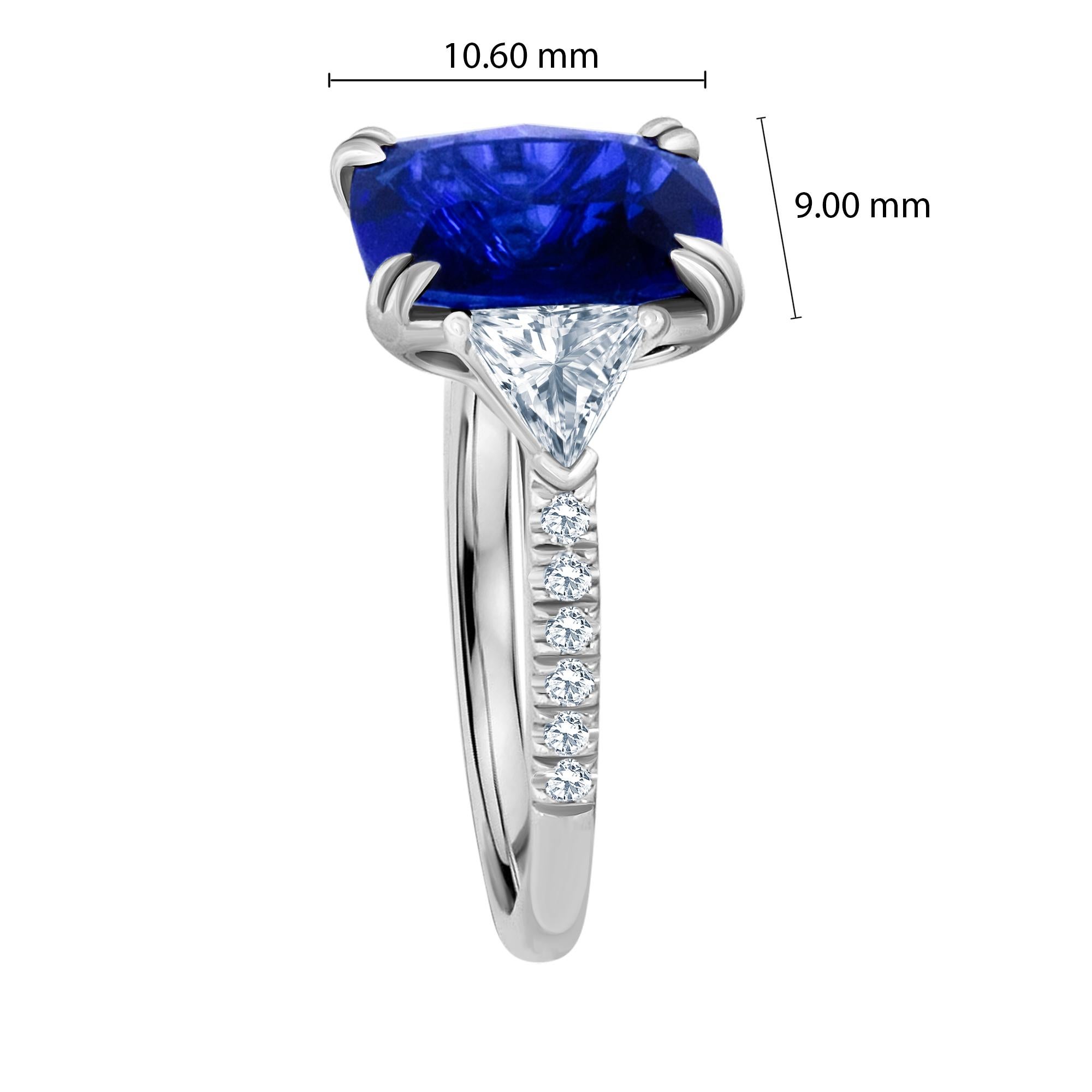 Emilio Jewelry Certified 4.84 Carat Vivid Blue Ceylon Sapphire Diamond Ring 1