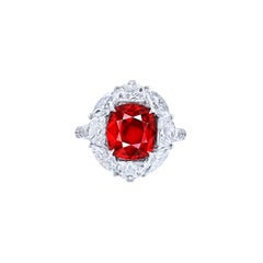 Emilio Jewelry Certified 5 Carat No Heat Vivid Red Ruby Ring