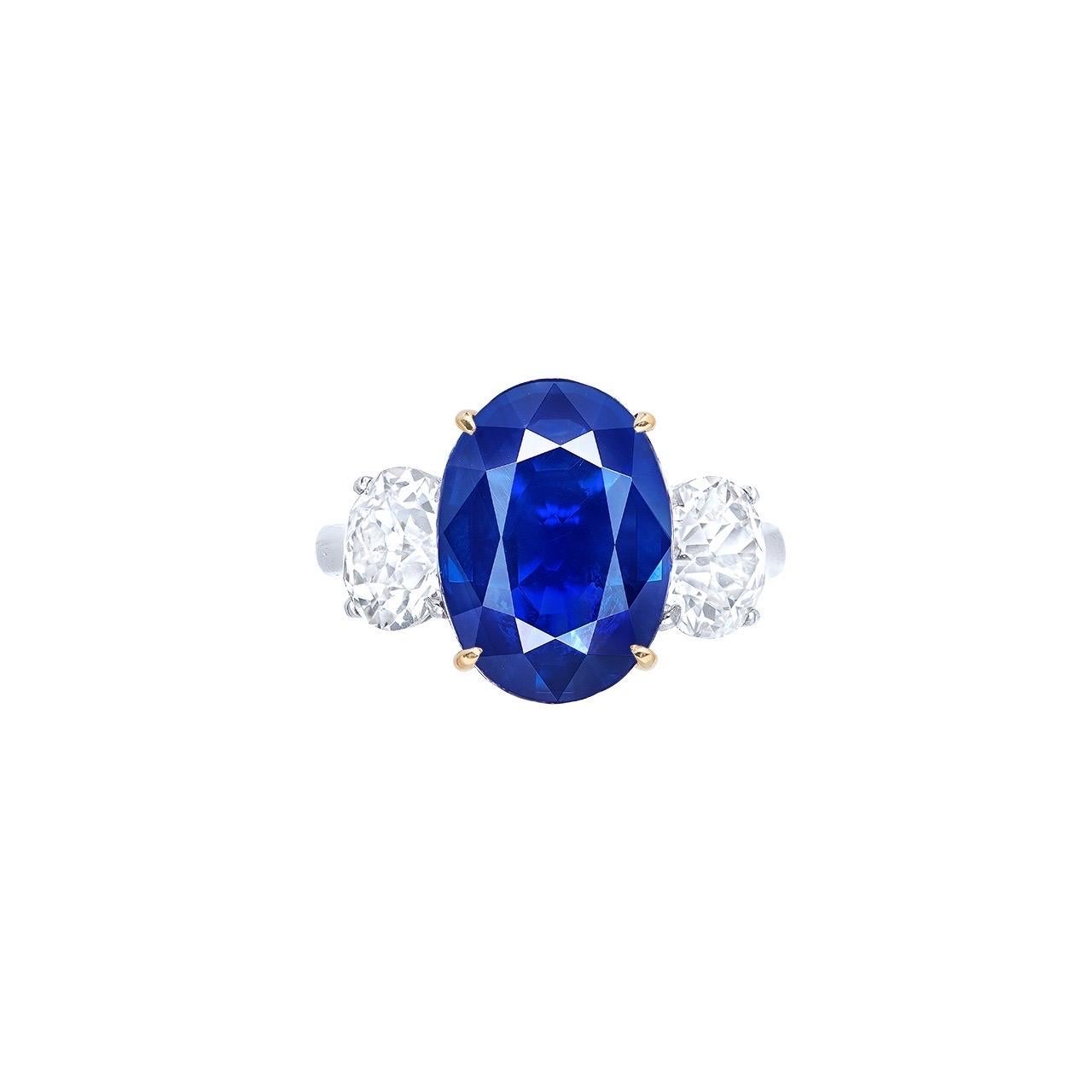 Anillo de zafiro de Cachemira certificado por Emilio Jewelry de 5,00 quilates Corte oval en venta