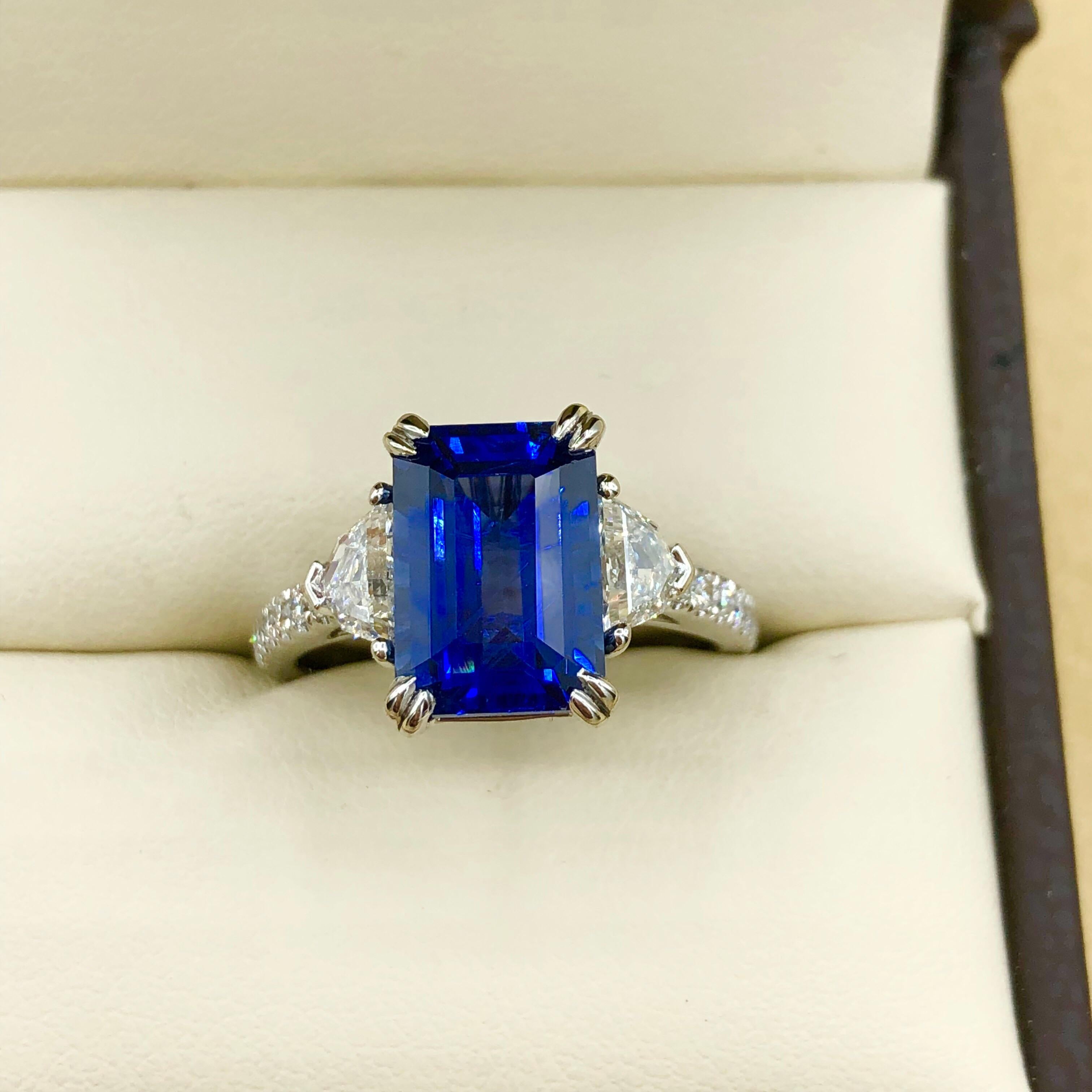 Emilio Jewelry Certified 5.02 Carat Sapphire Diamond Platinum Ring 6