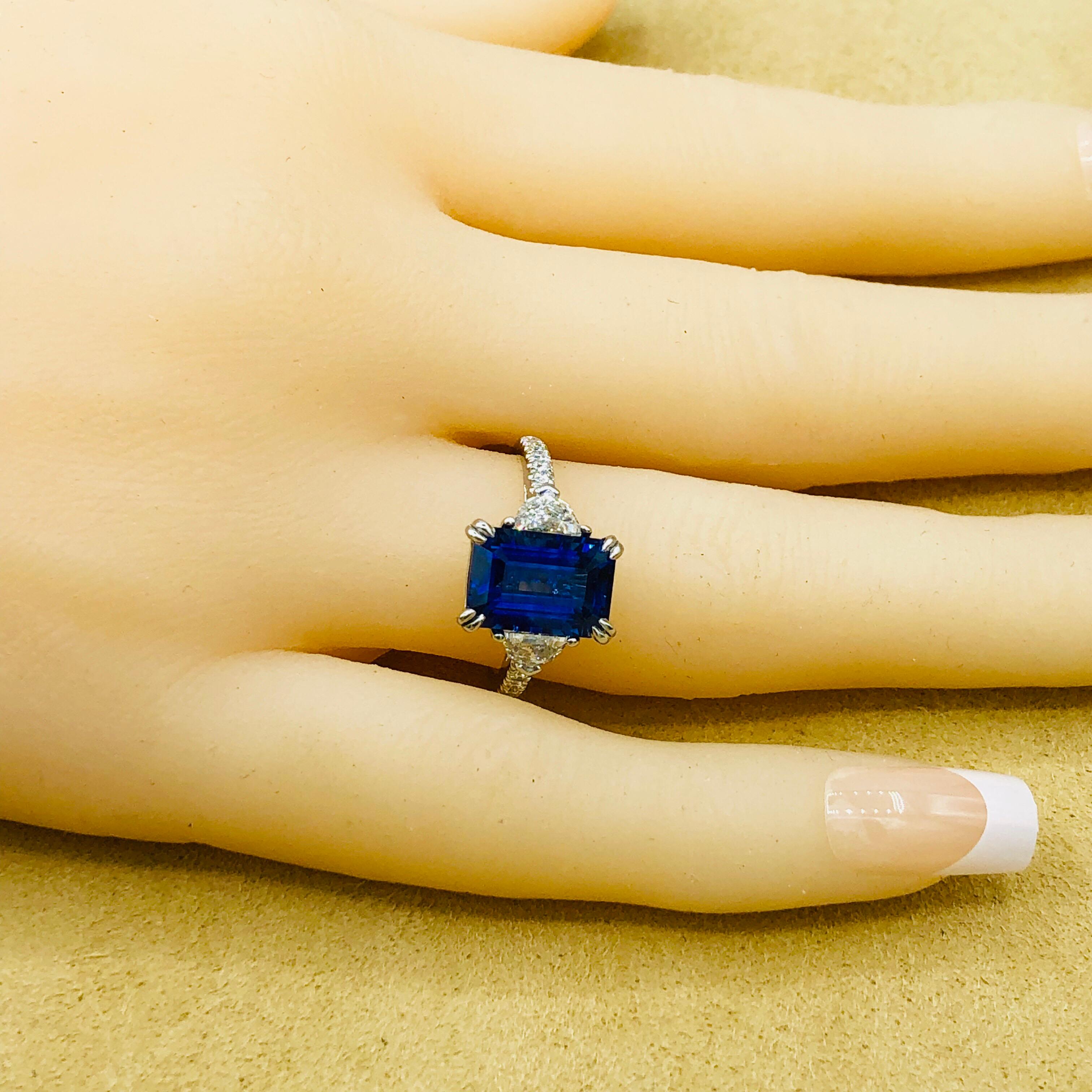 Emilio Jewelry Certified 5.02 Carat Sapphire Diamond Platinum Ring 8