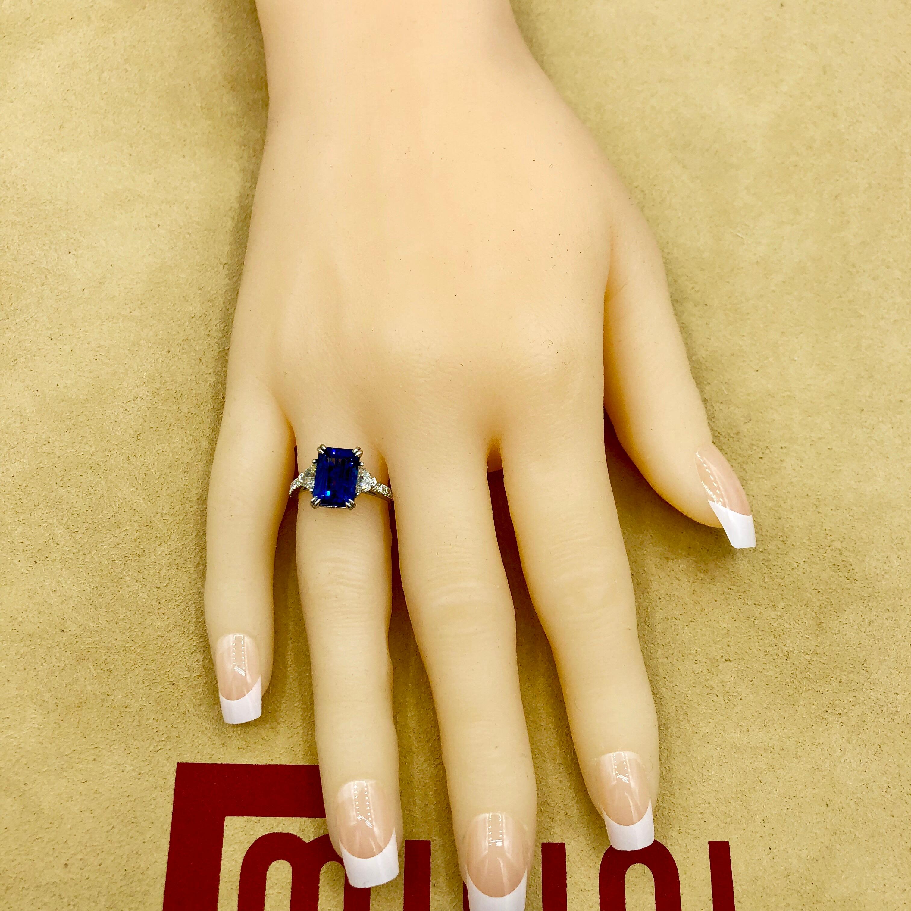 Emilio Jewelry Certified 5.02 Carat Sapphire Diamond Platinum Ring 9