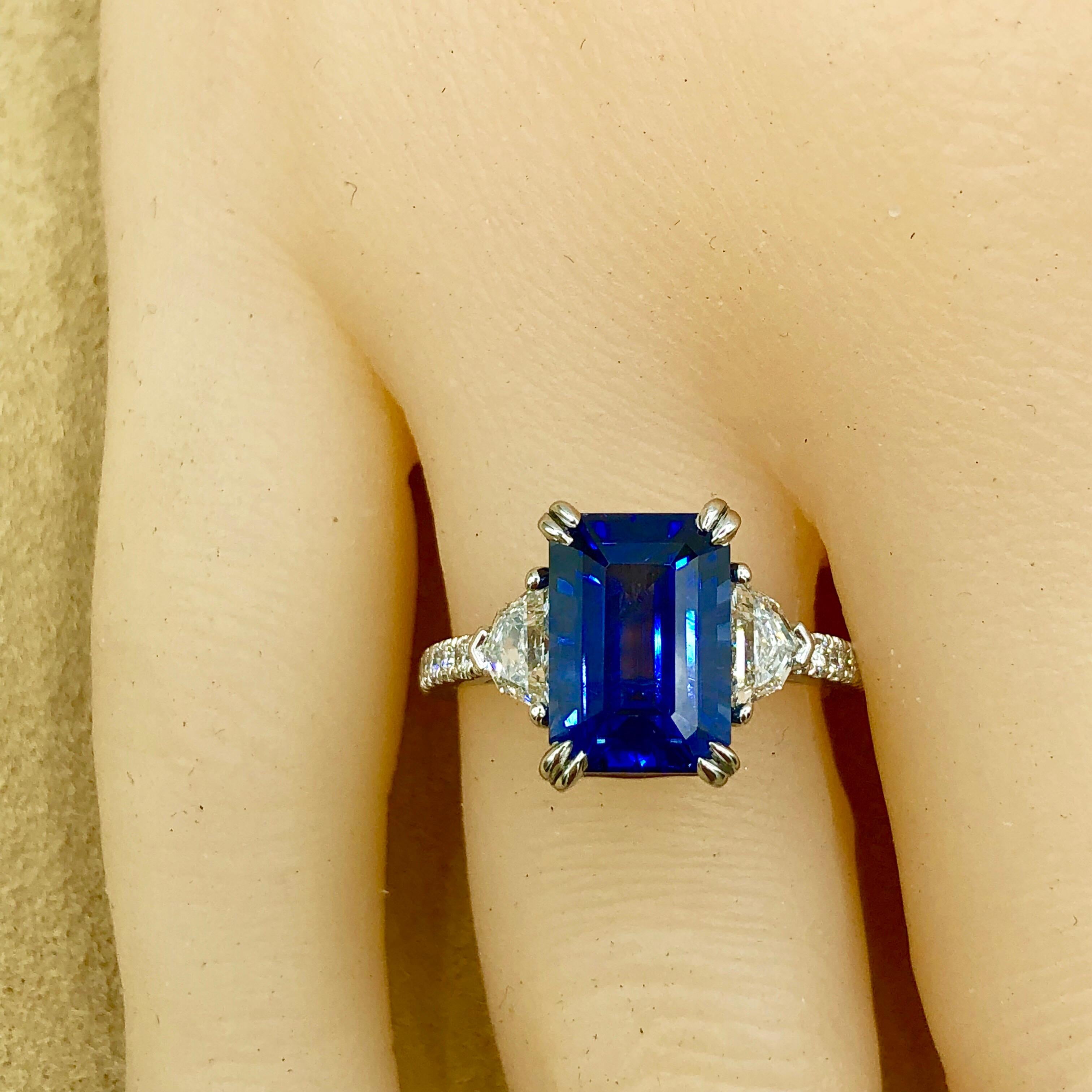 Emilio Jewelry Certified 5.02 Carat Sapphire Diamond Platinum Ring 11