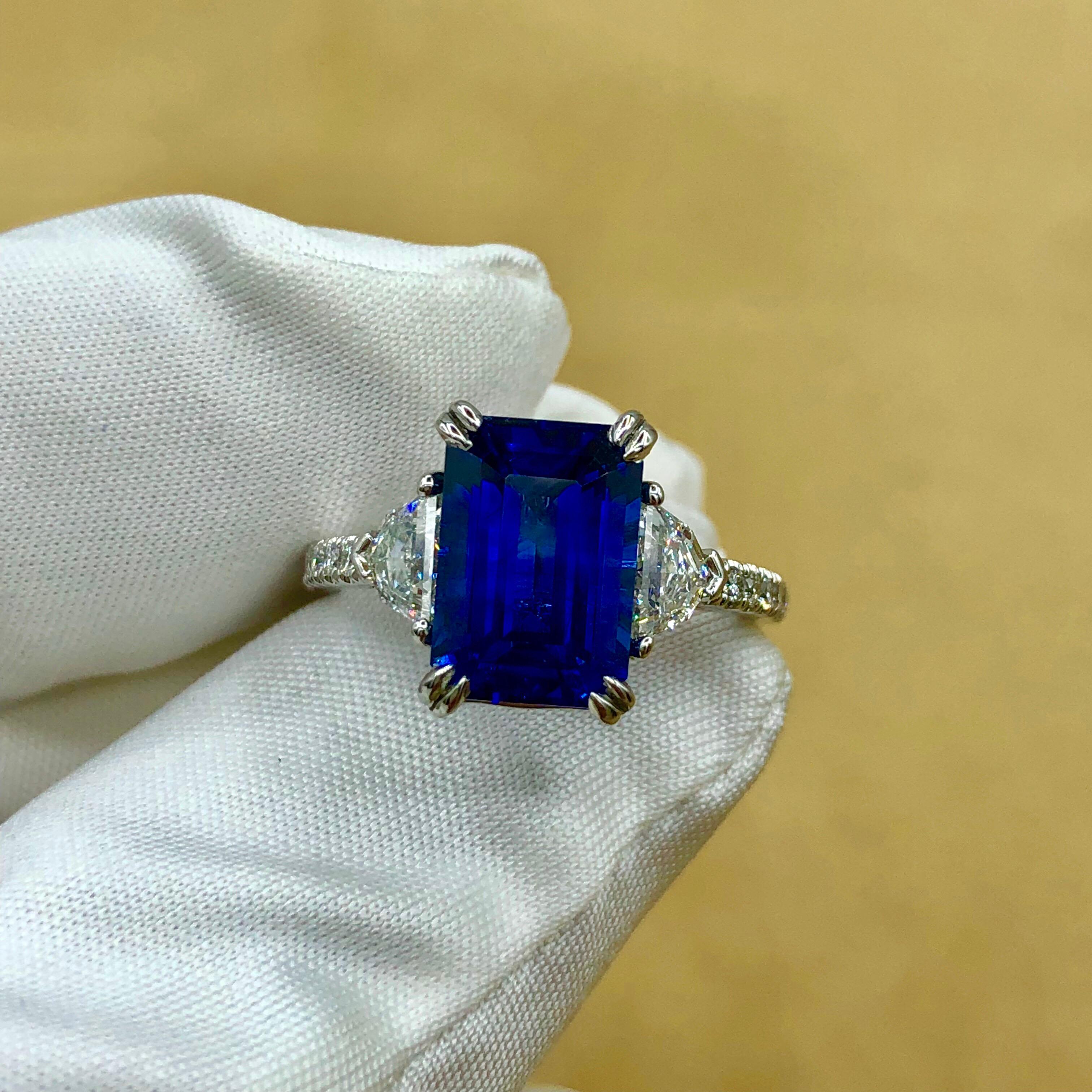 Emilio Jewelry Certified 5.02 Carat Sapphire Diamond Platinum Ring 12