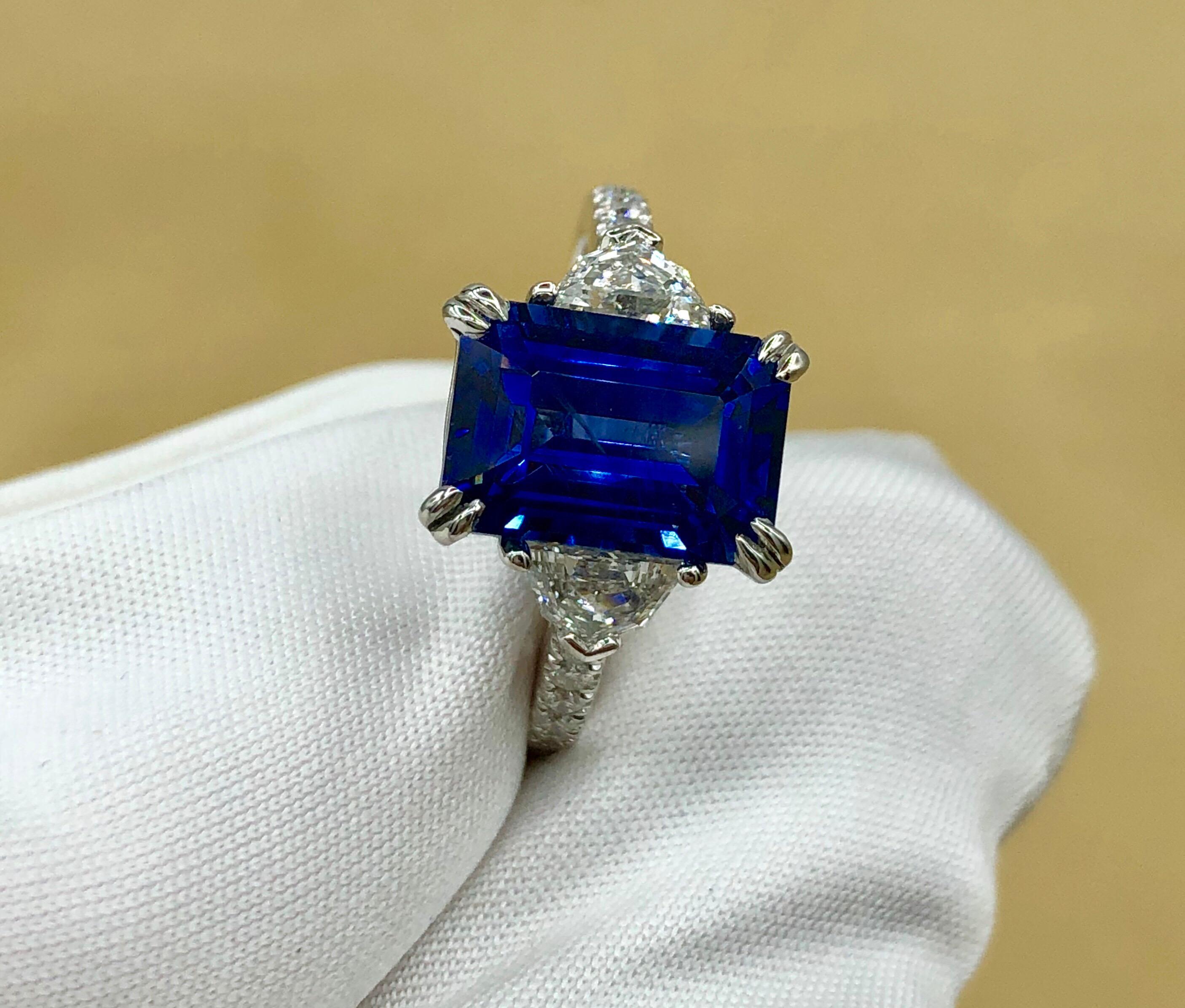 Emilio Jewelry Certified 5.02 Carat Sapphire Diamond Platinum Ring 13