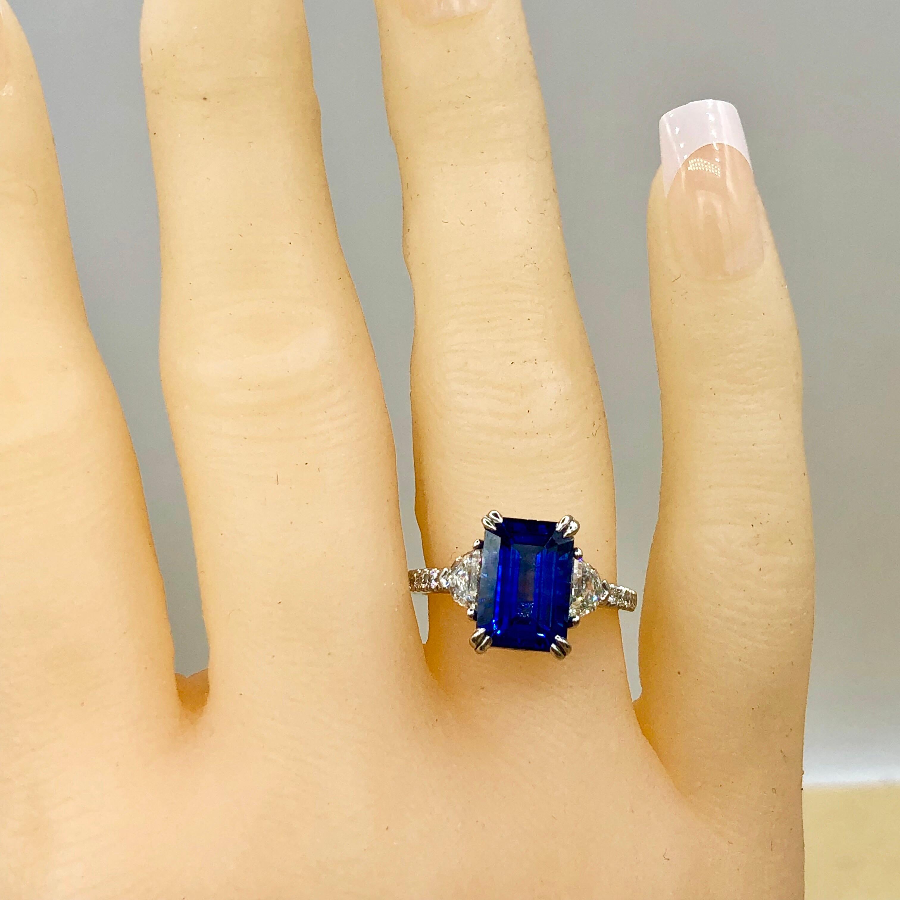 Emilio Jewelry Certified 5.02 Carat Sapphire Diamond Platinum Ring 14