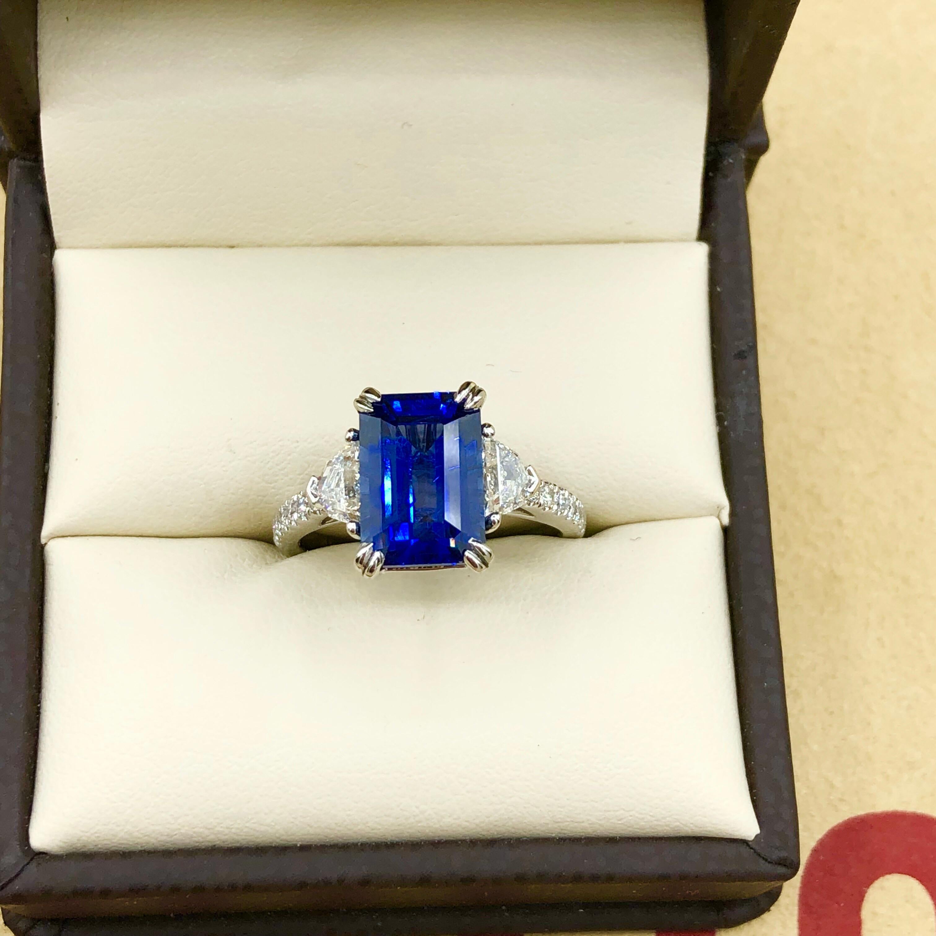 Emilio Jewelry Certified 5.02 Carat Sapphire Diamond Platinum Ring 15