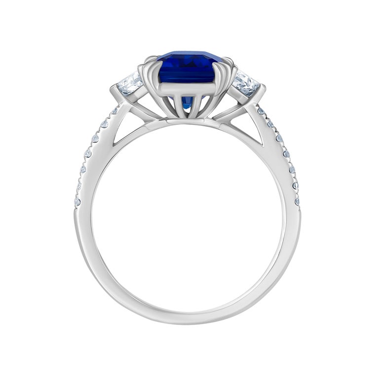 Emilio Jewelry Certified 5.02 Carat Sapphire Diamond Platinum Ring at ...