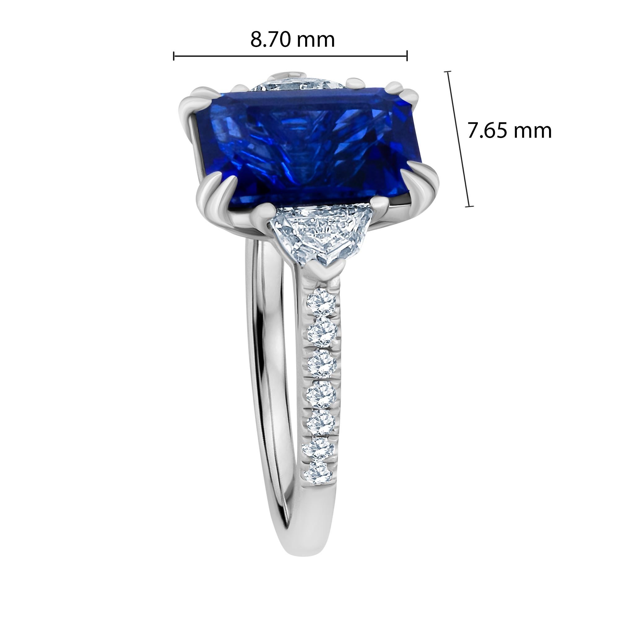 Emilio Jewelry Certified 5.02 Carat Sapphire Diamond Platinum Ring In New Condition In New York, NY