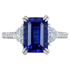 Emilio Jewelry Certified 5.02 Carat Sapphire Diamond Platinum Ring
