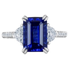 Emilio Jewelry Certified 5.02 Carat Sapphire Diamond Platinum Ring Emilio Jewelry Certified 5.02 Carat Sapphire Diamond Platinum Ring