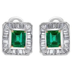 Emilio Jewelry, zertifizierte 5,30 Karat kolumbianische Smaragd-Diamant-Ohrringe