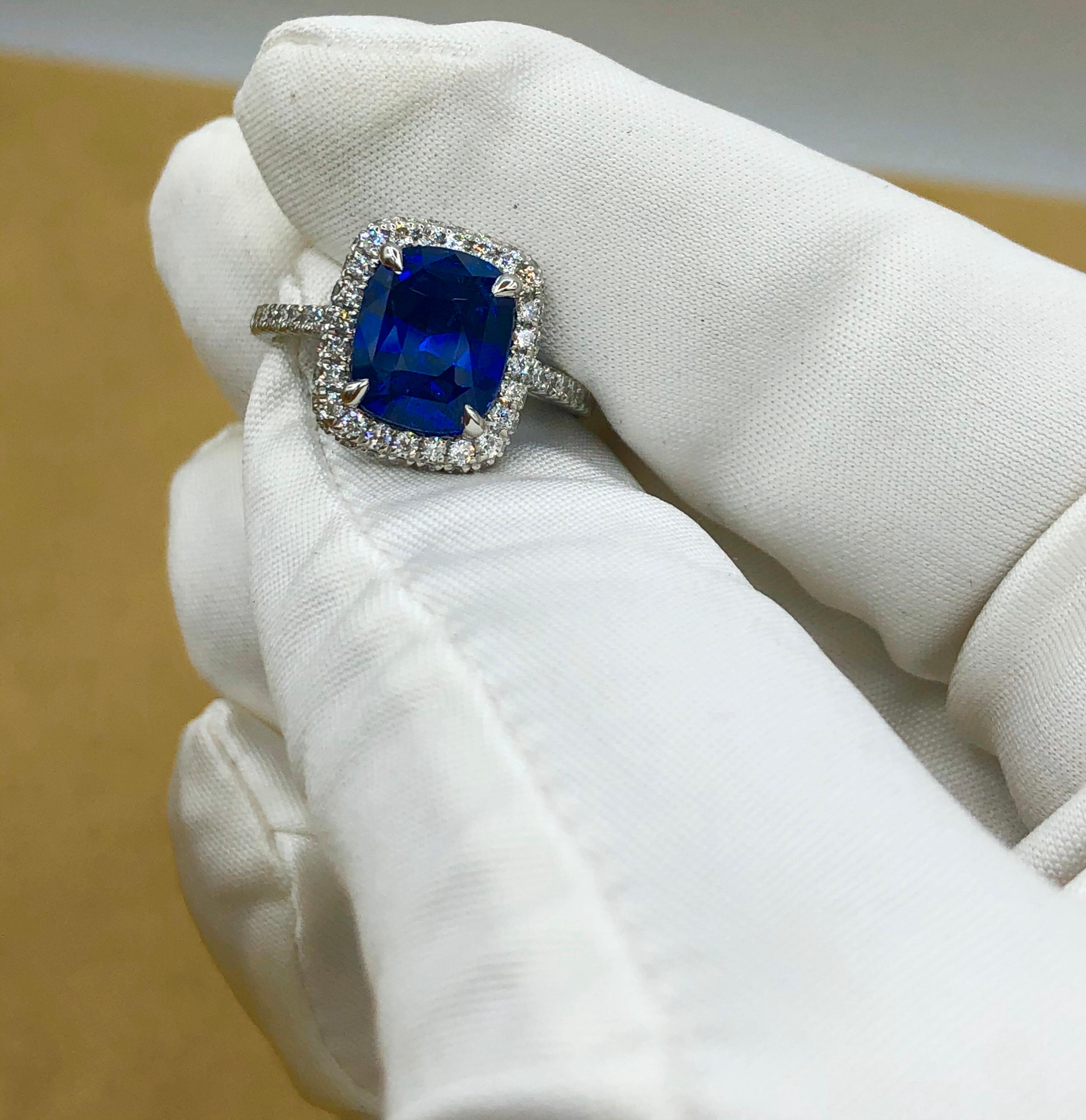 Emilio Jewelry Certified 5.99 Carat Sapphire Diamond Ring 6