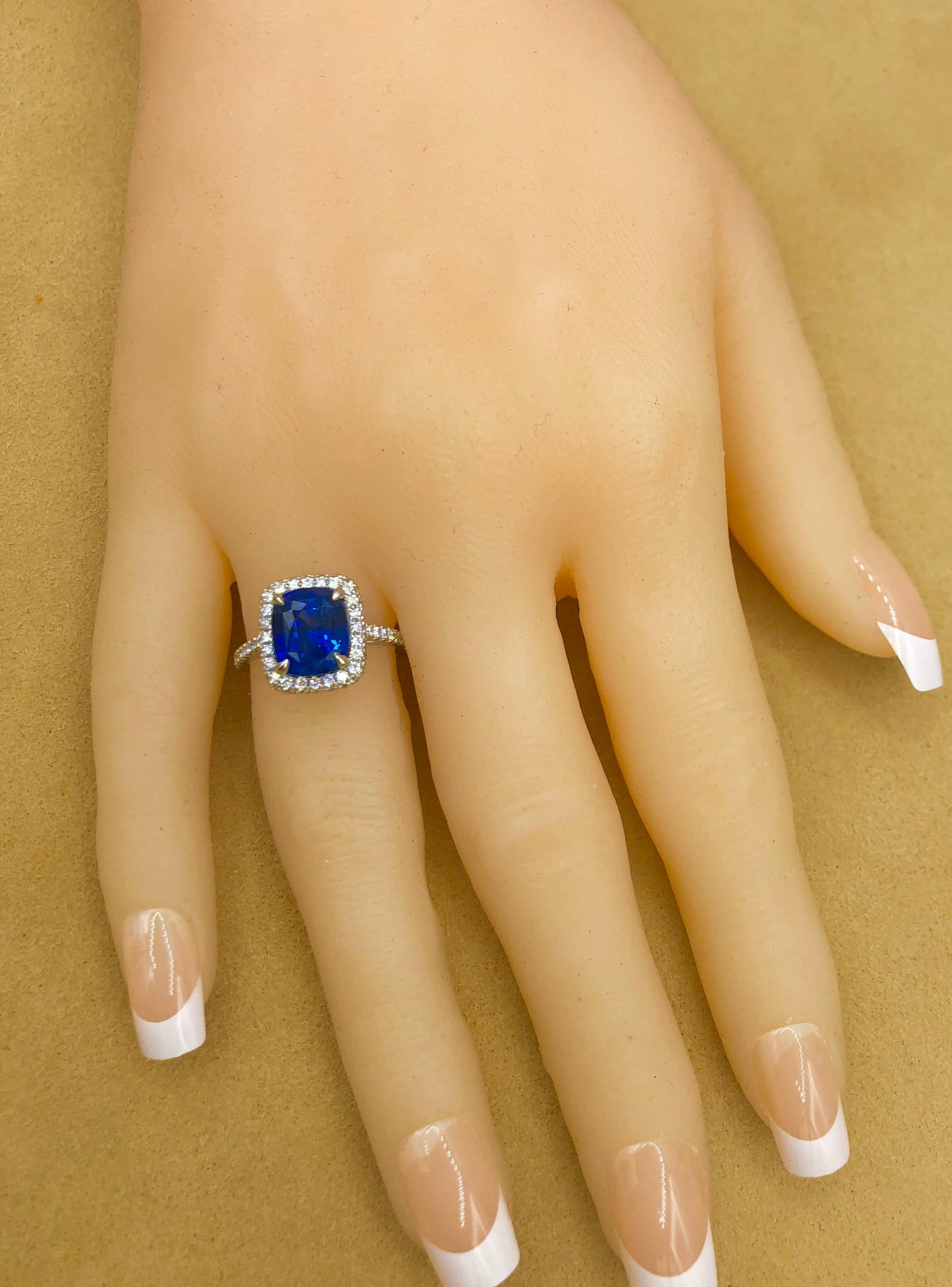 Emilio Jewelry Certified 5.99 Carat Sapphire Diamond Ring 8