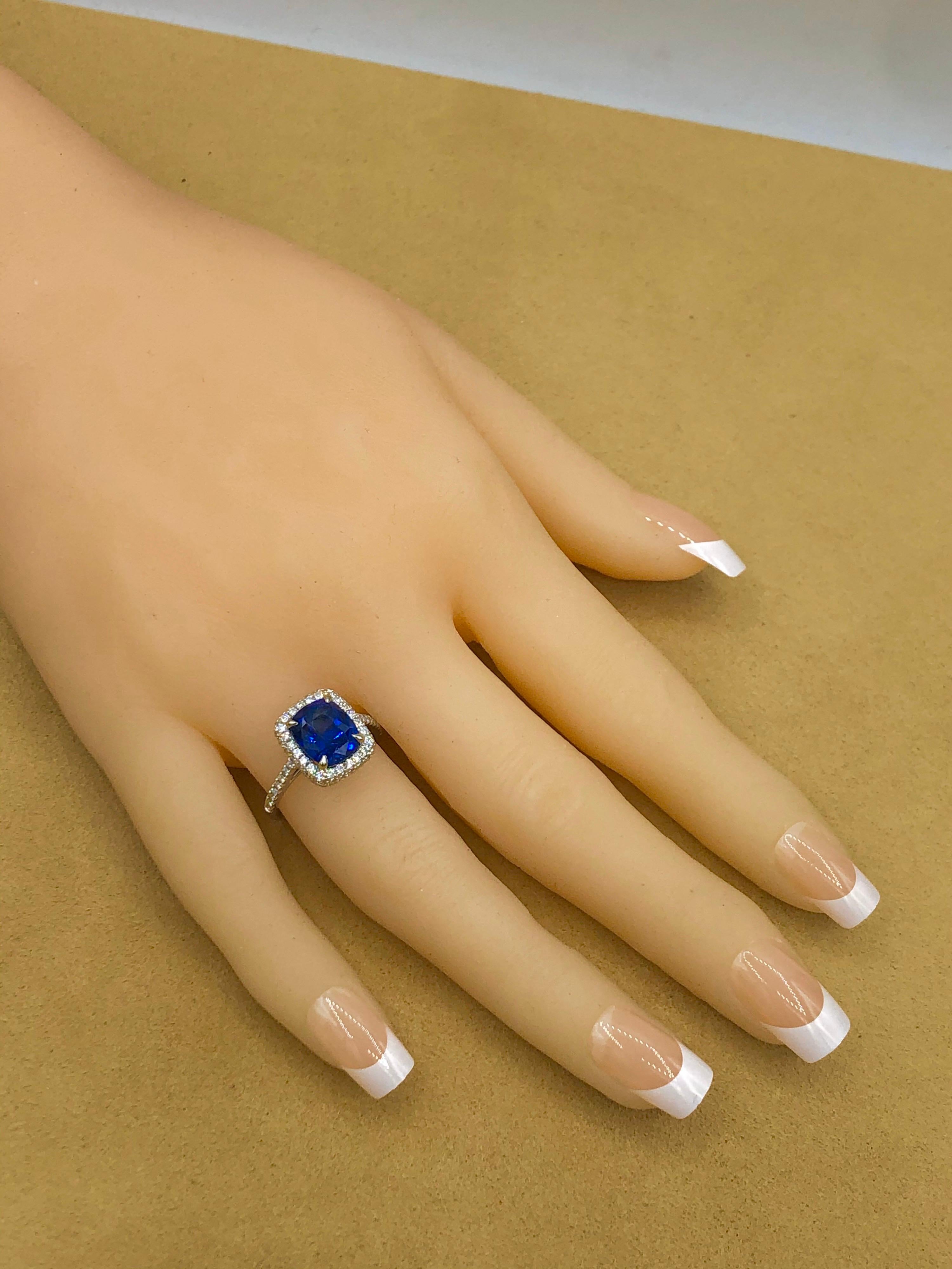 Emilio Jewelry Certified 5.99 Carat Sapphire Diamond Ring 9