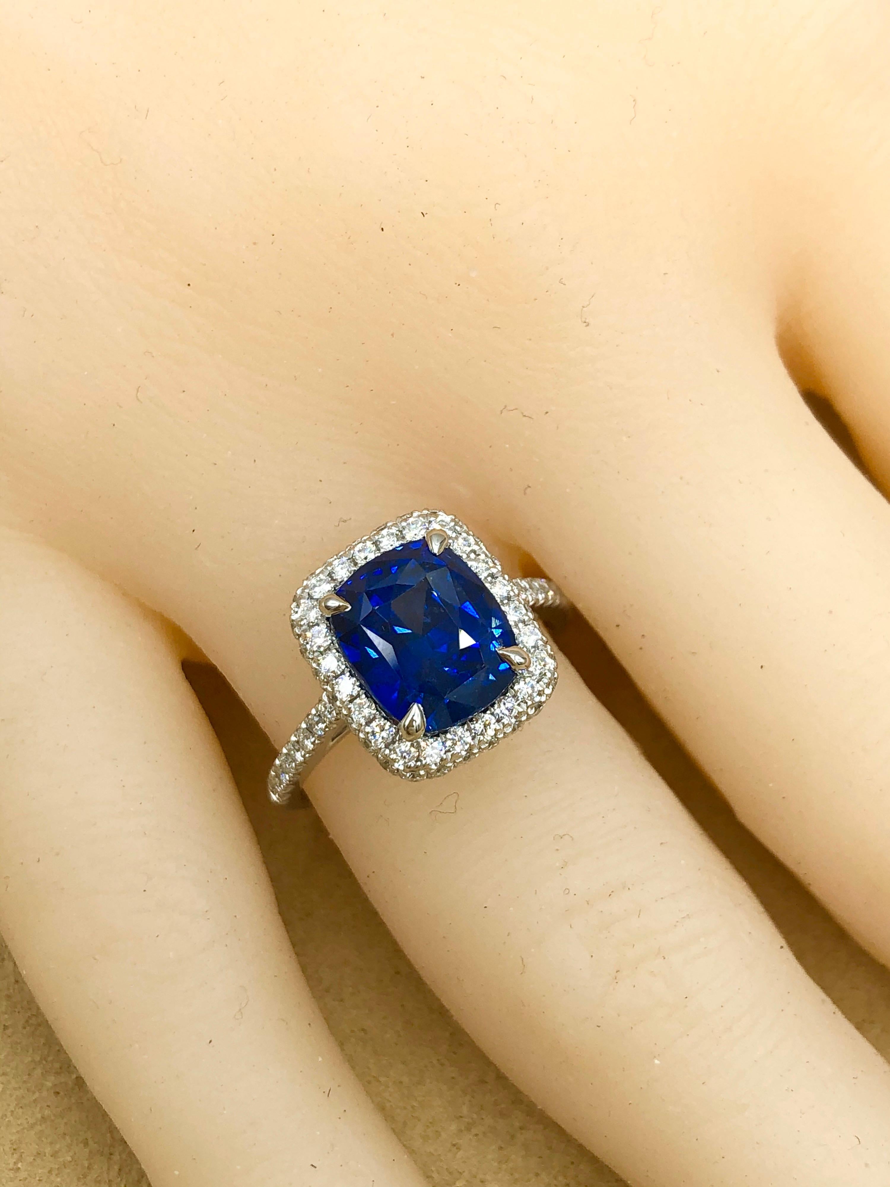 Emilio Jewelry Certified 5.99 Carat Sapphire Diamond Ring 11