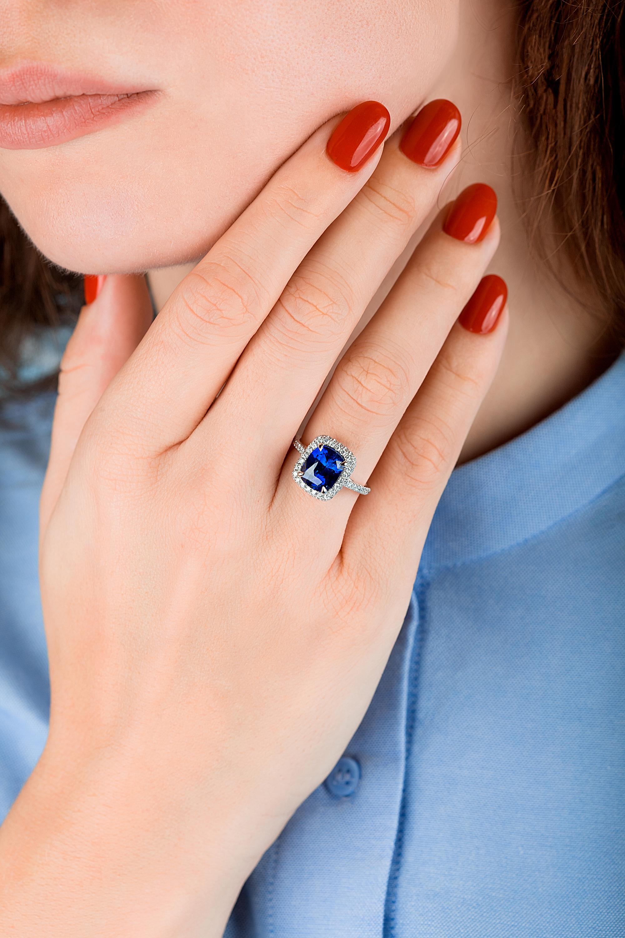 Emilio Jewelry Certified 5.99 Carat Sapphire Diamond Ring 12