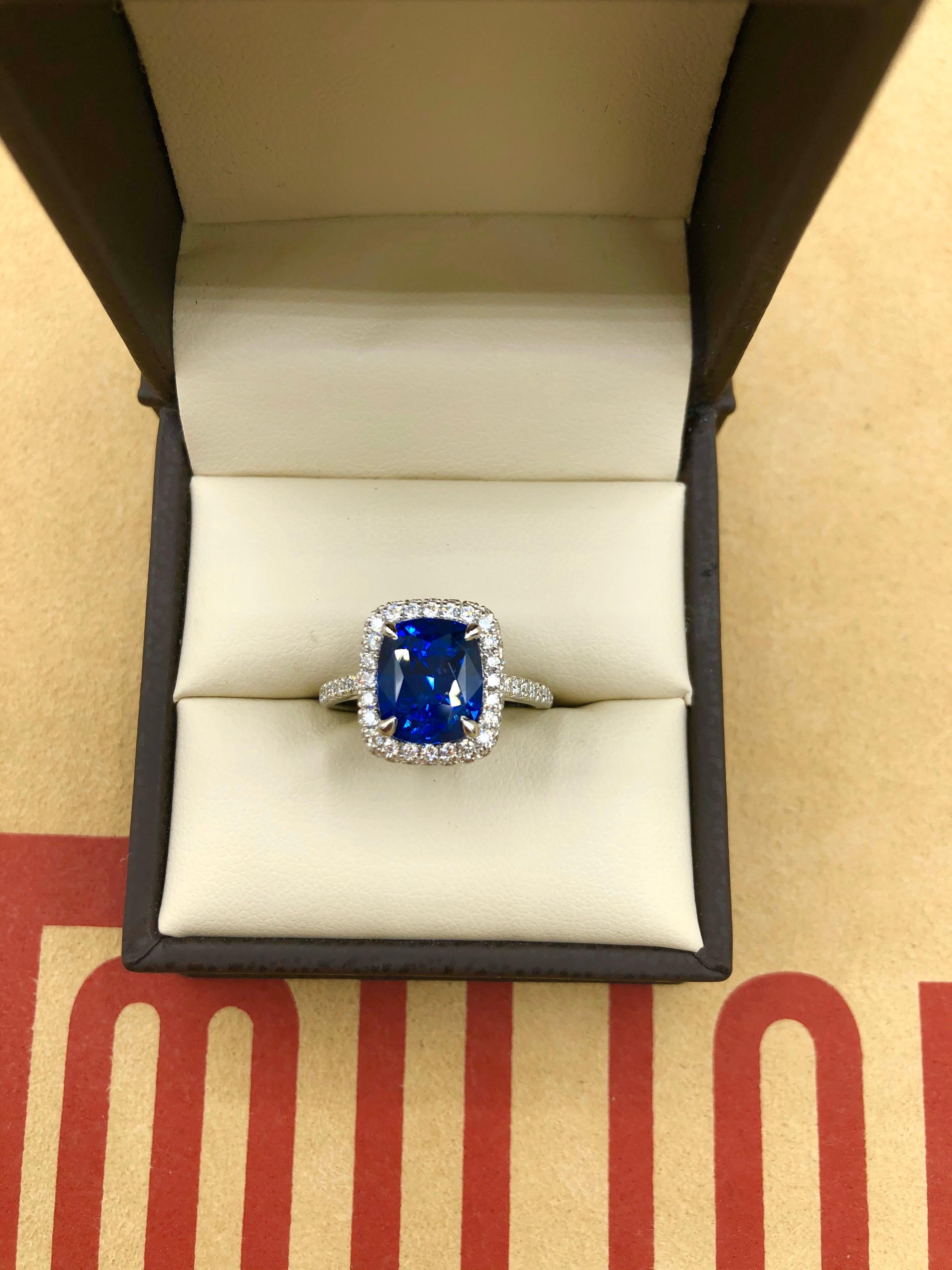 Emilio Jewelry Certified 5.99 Carat Sapphire Diamond Ring 1