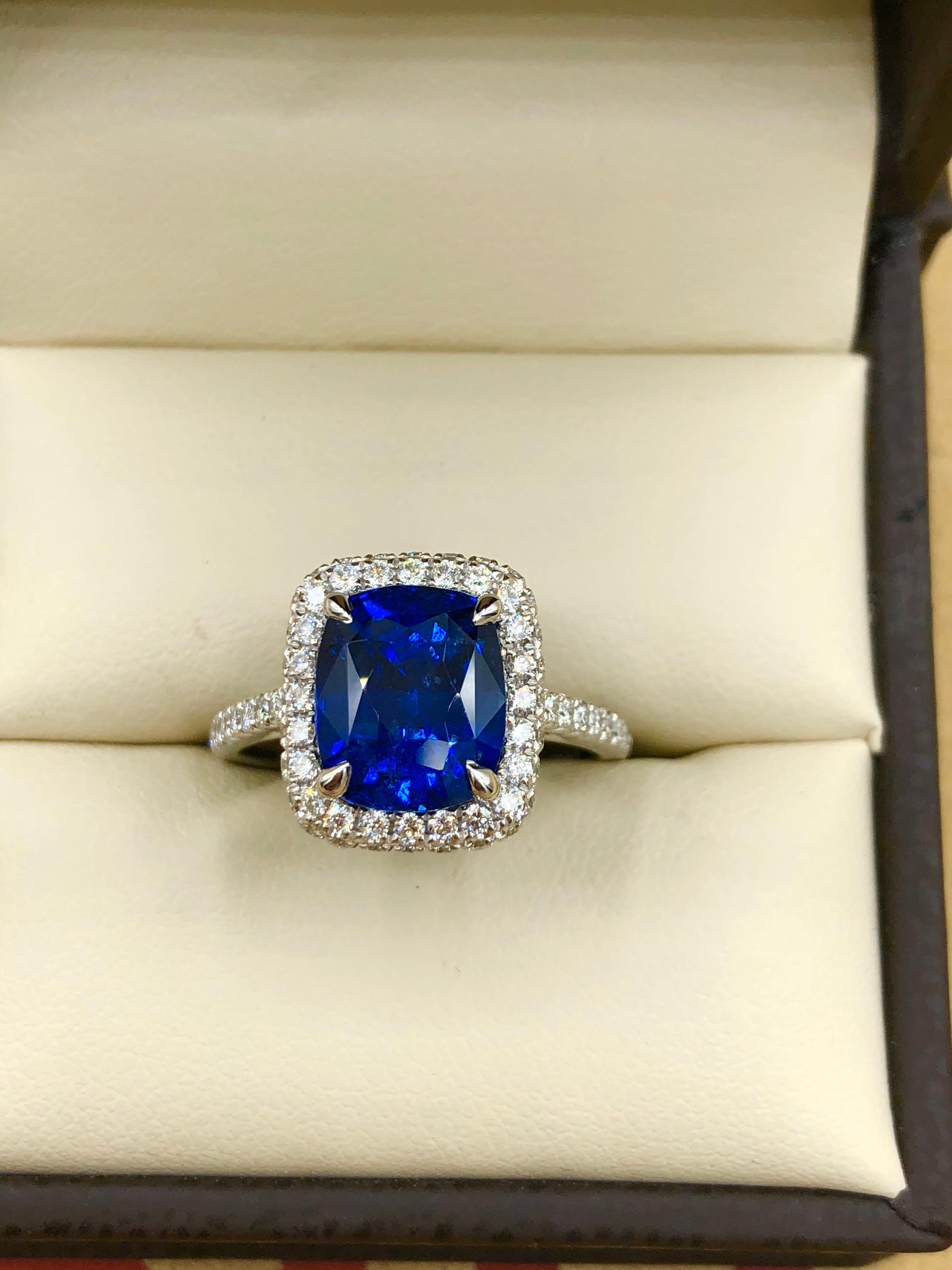 Emilio Jewelry Certified 5.99 Carat Sapphire Diamond Ring 2