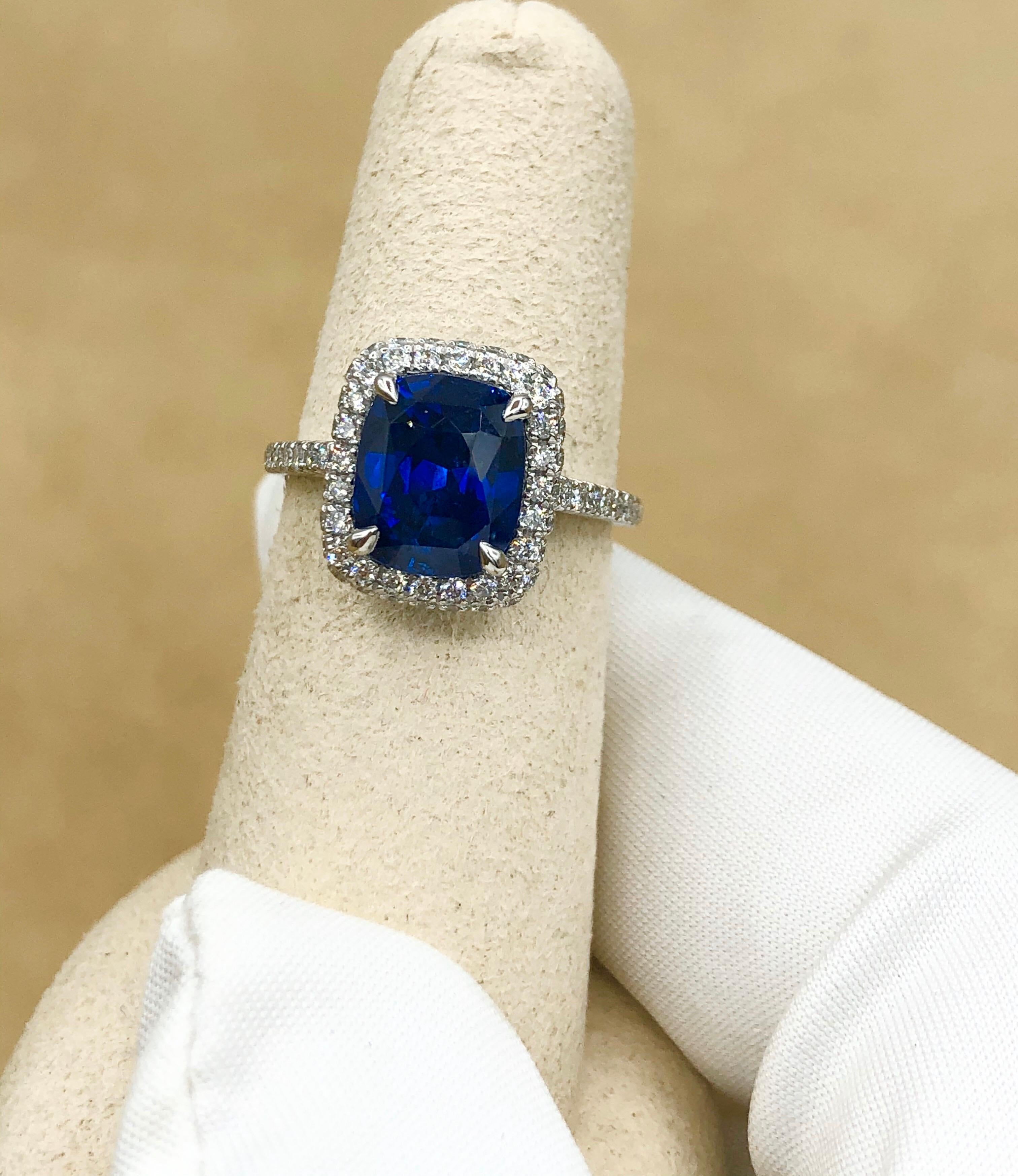 Emilio Jewelry Certified 5.99 Carat Sapphire Diamond Ring 3