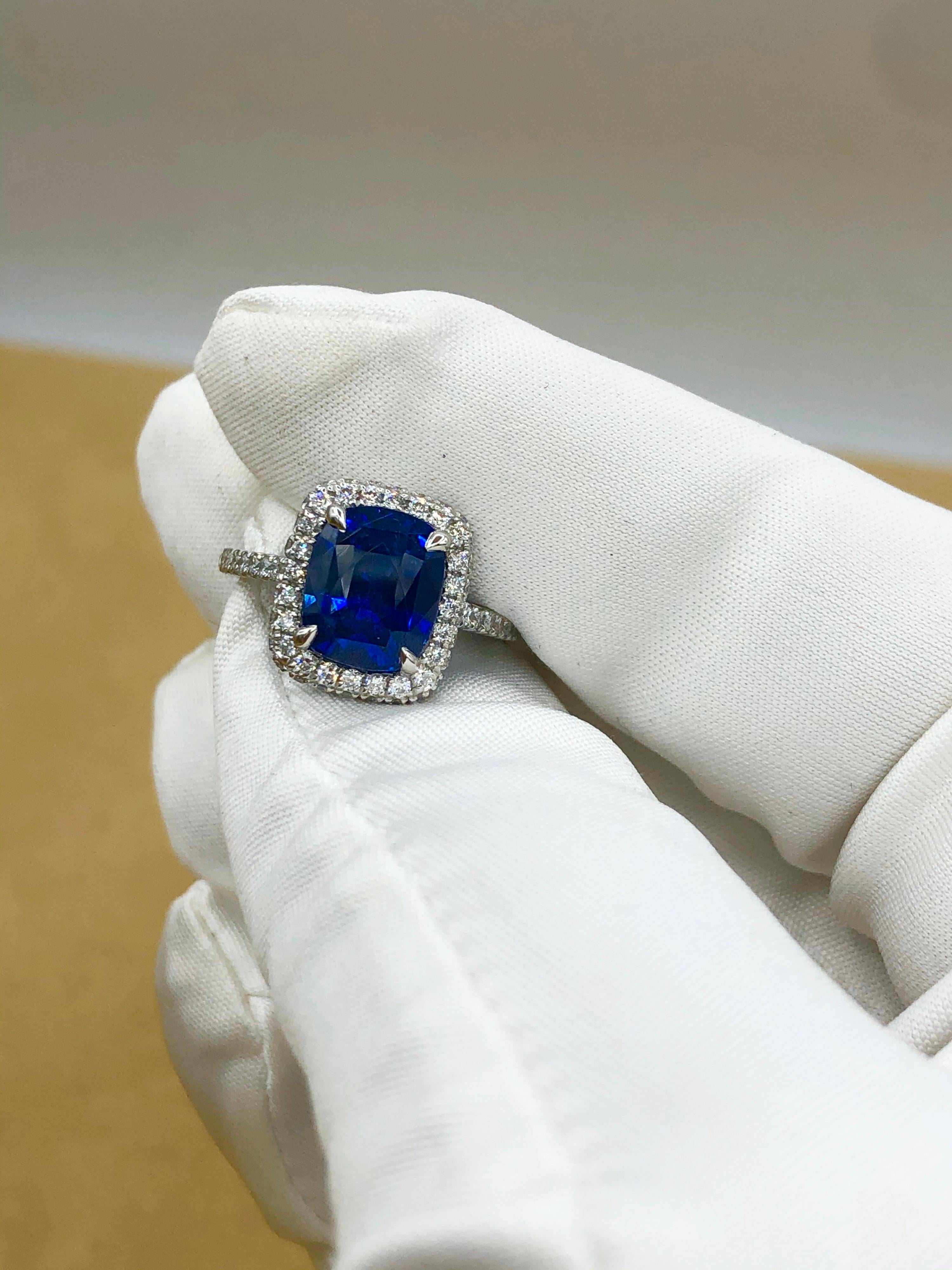 Emilio Jewelry Certified 5.99 Carat Sapphire Diamond Ring 5