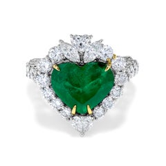 Emilio Jewelry Certified 6.00 Carat Colombian Muzo Vivid Green Diamond Ring