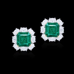Emilio Jewelry Certified 6.00 Carat No Oil Muzo Colombian Emerald Earrings