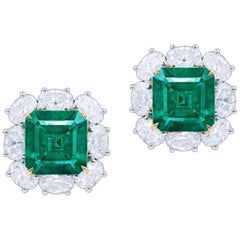 Emilio Jewelry Certified 6.00 Carat No Oil Muzo Colombian Emerald Earrings