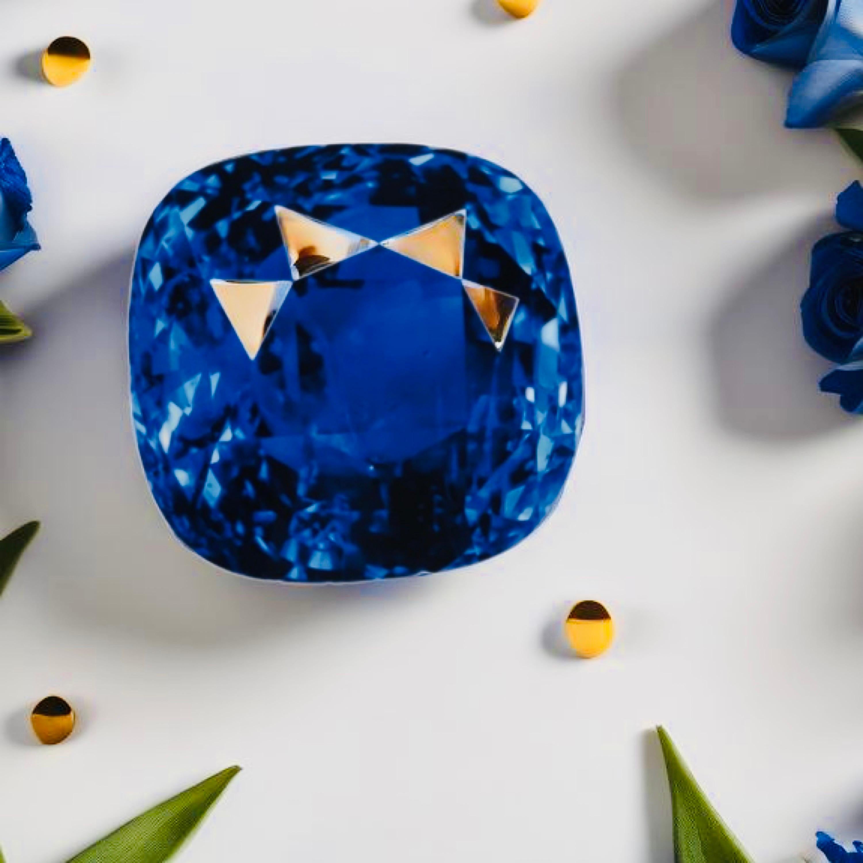 Emilio Jewelry Certified 60.00 Carat No Heat Royal Blue Sapphire In New Condition For Sale In New York, NY