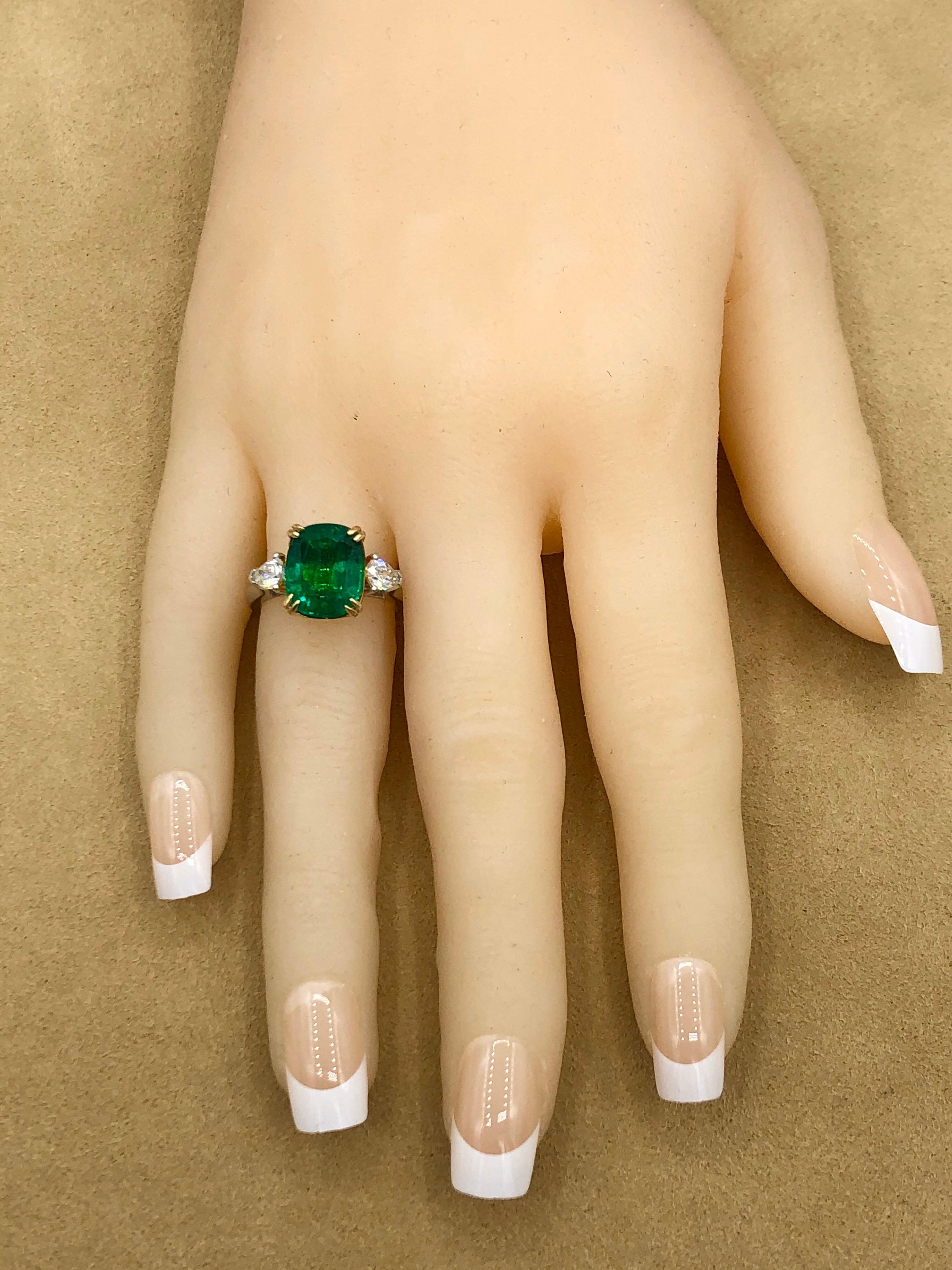 Emerald Cut Emilio Jewelry Certified 6.22 Carat Emerald Diamond Ring