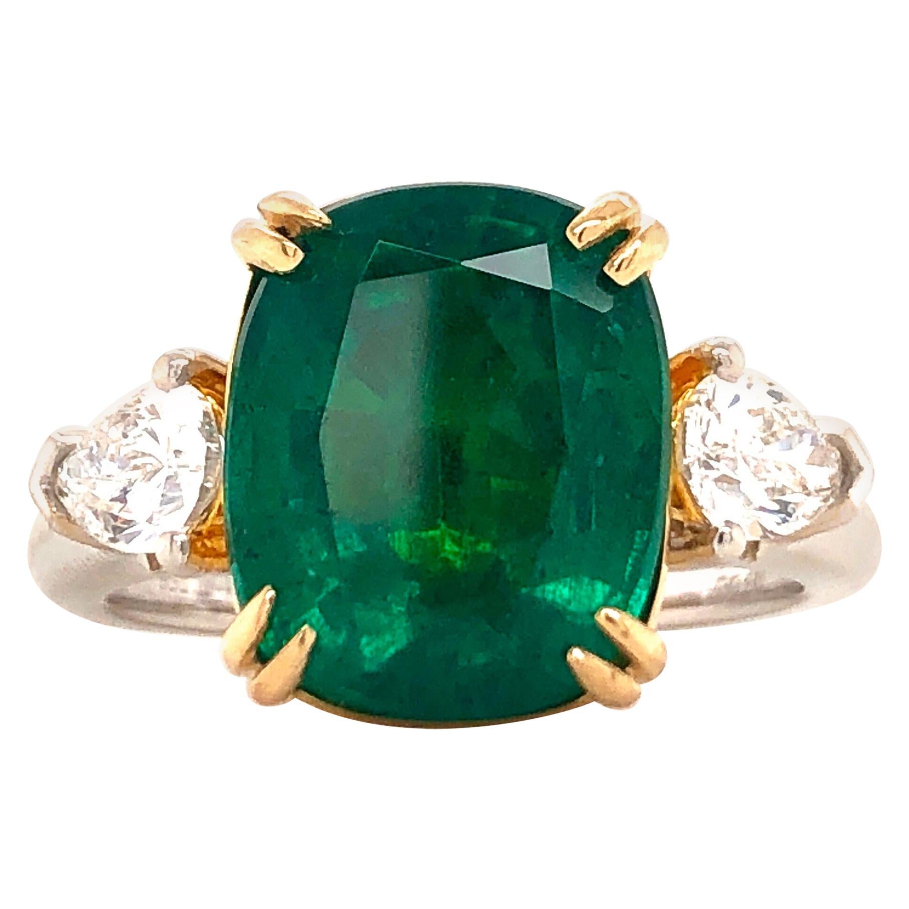Emilio Jewelry Certified 6.22 Carat Emerald Diamond Ring