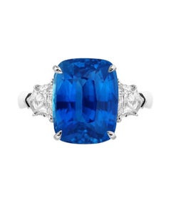Emilio Jewelry Certified 6.25 Carat No Heat Cornflower Blue Sapphire Ring