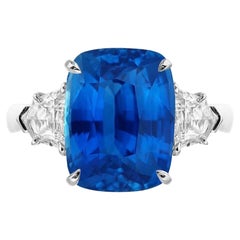 Emilio Jewelry Certified 6.25 Carat No Heat Cornflower Blue Sapphire Ring