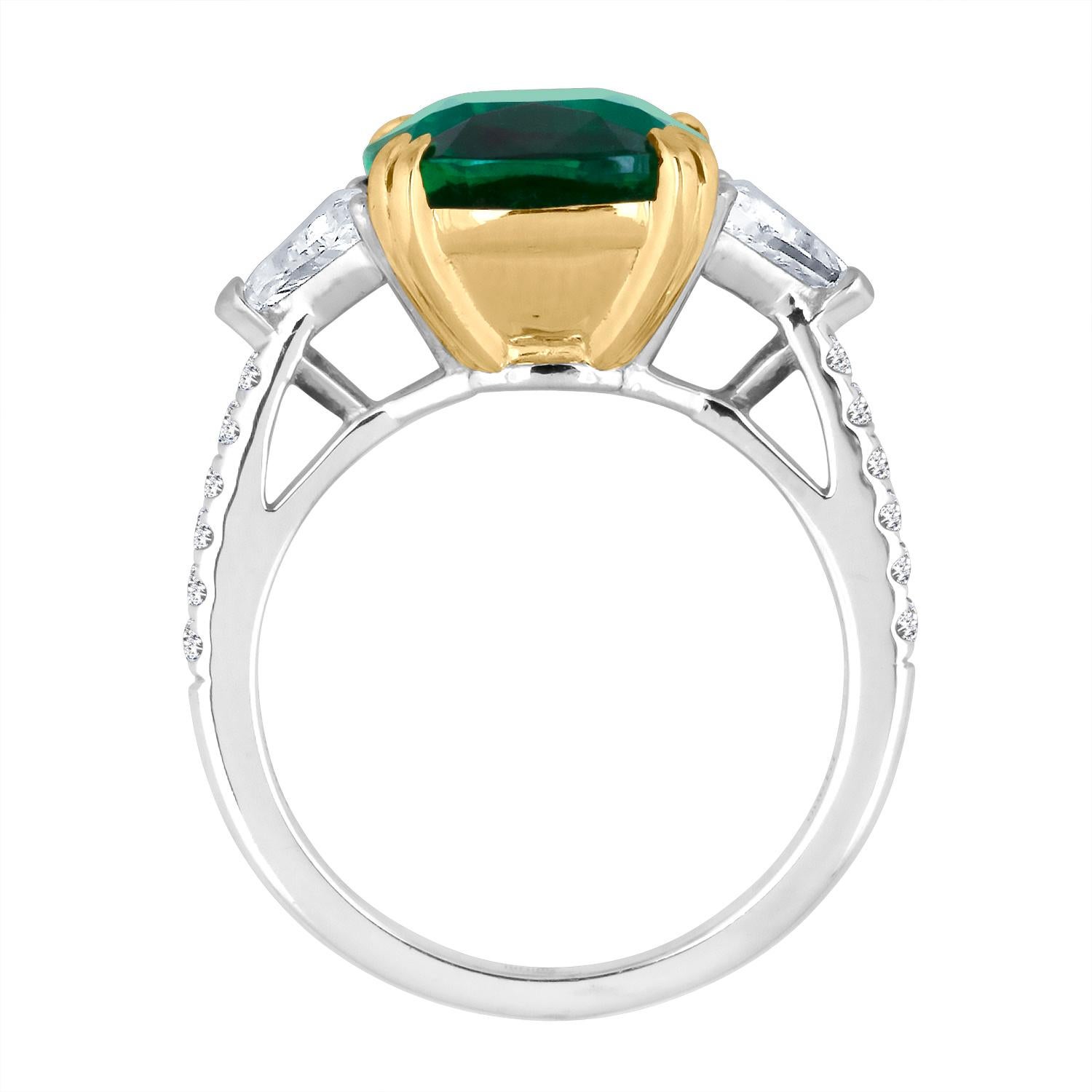 Emilio Jewelry Certified 6.26 Carat Genuine Emerald Diamond Platinum Ring 1