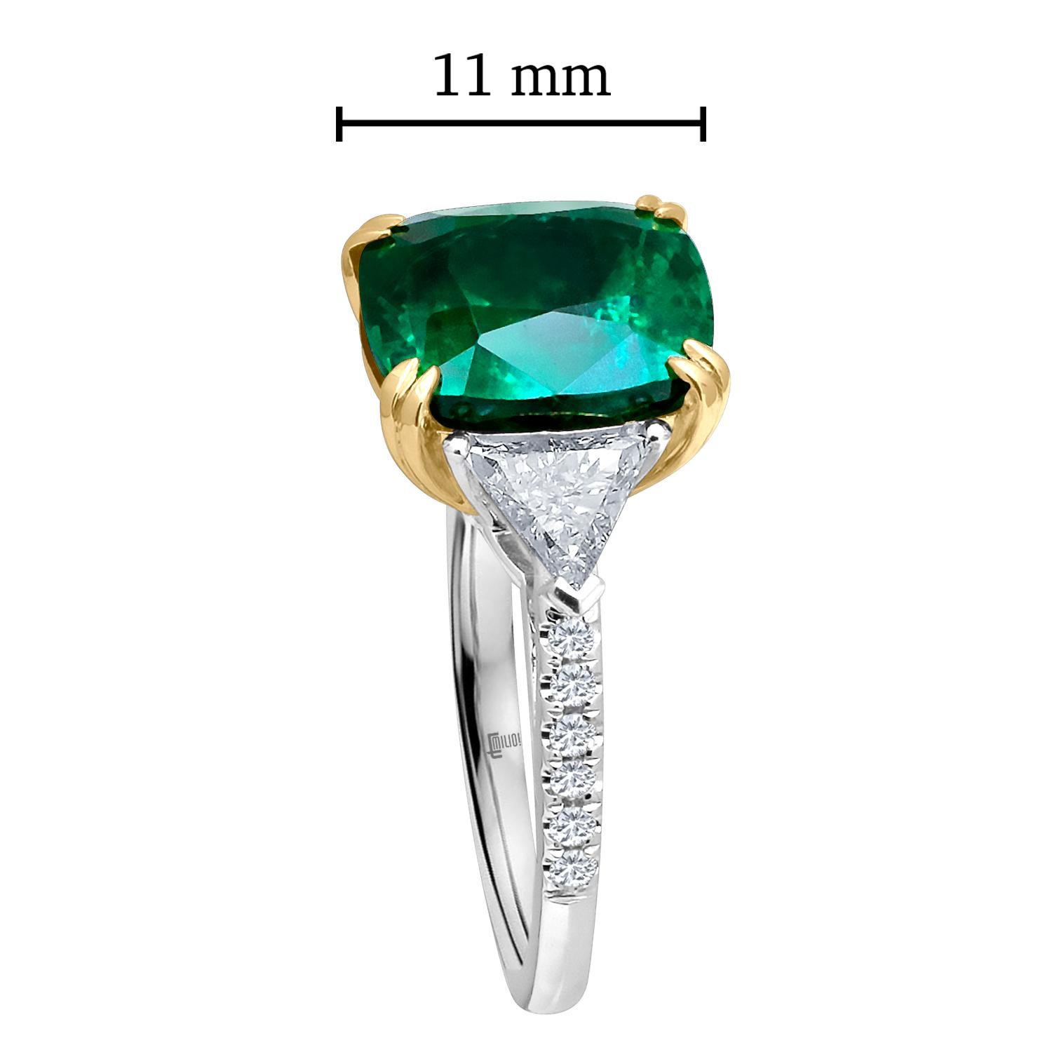 Emilio Jewelry Certified 6.26 Carat Genuine Emerald Diamond Platinum Ring 2