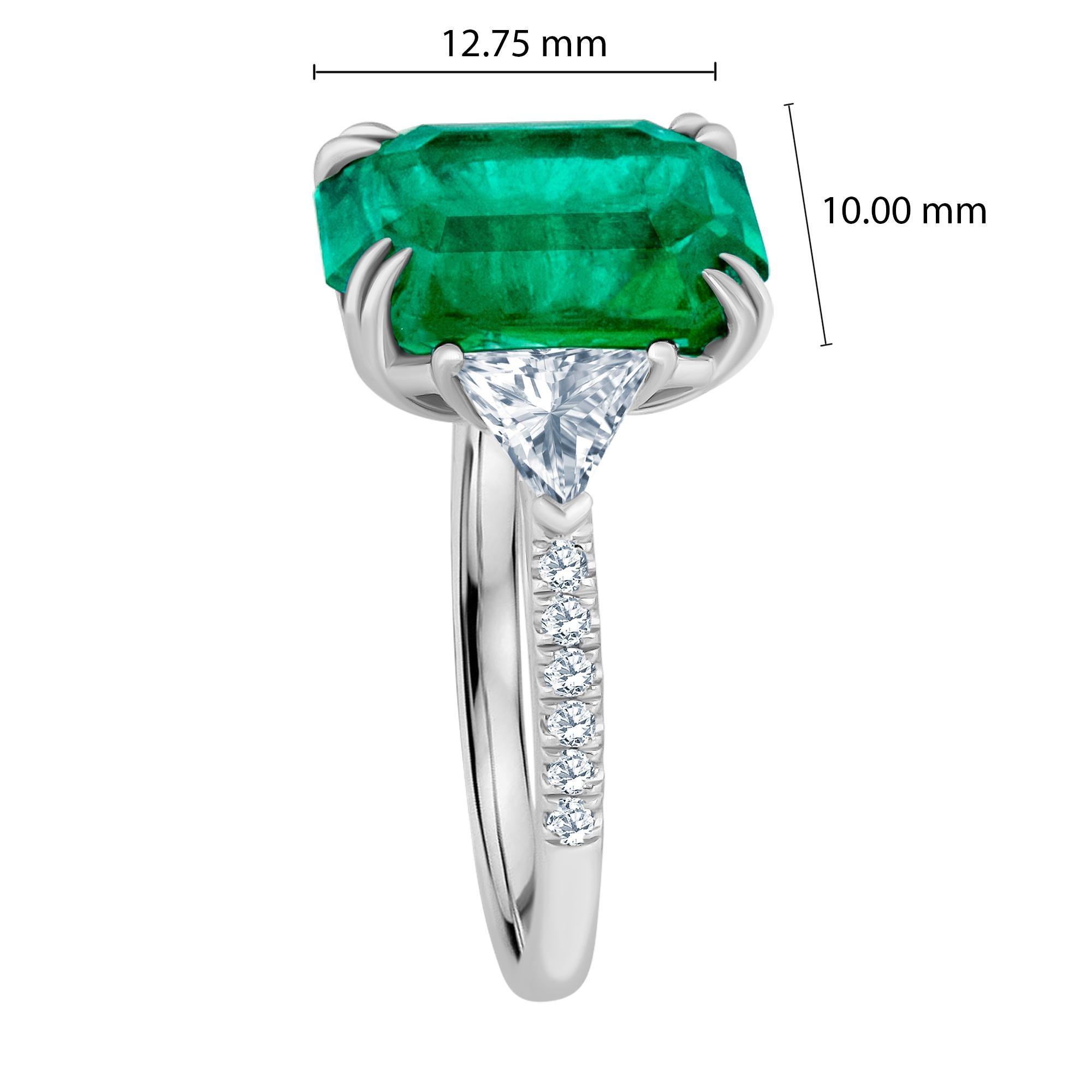 Women's Emilio Jewelry Certified 6.33 Carat Genuine Colombian Emerald Diamond Ring